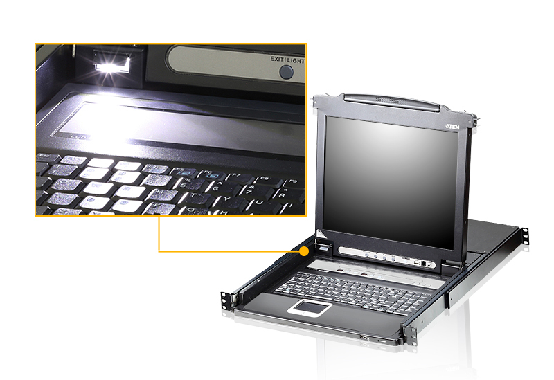 ATEN CL5708M commutateur �cran, clavier et souris Grille de montage Noir
