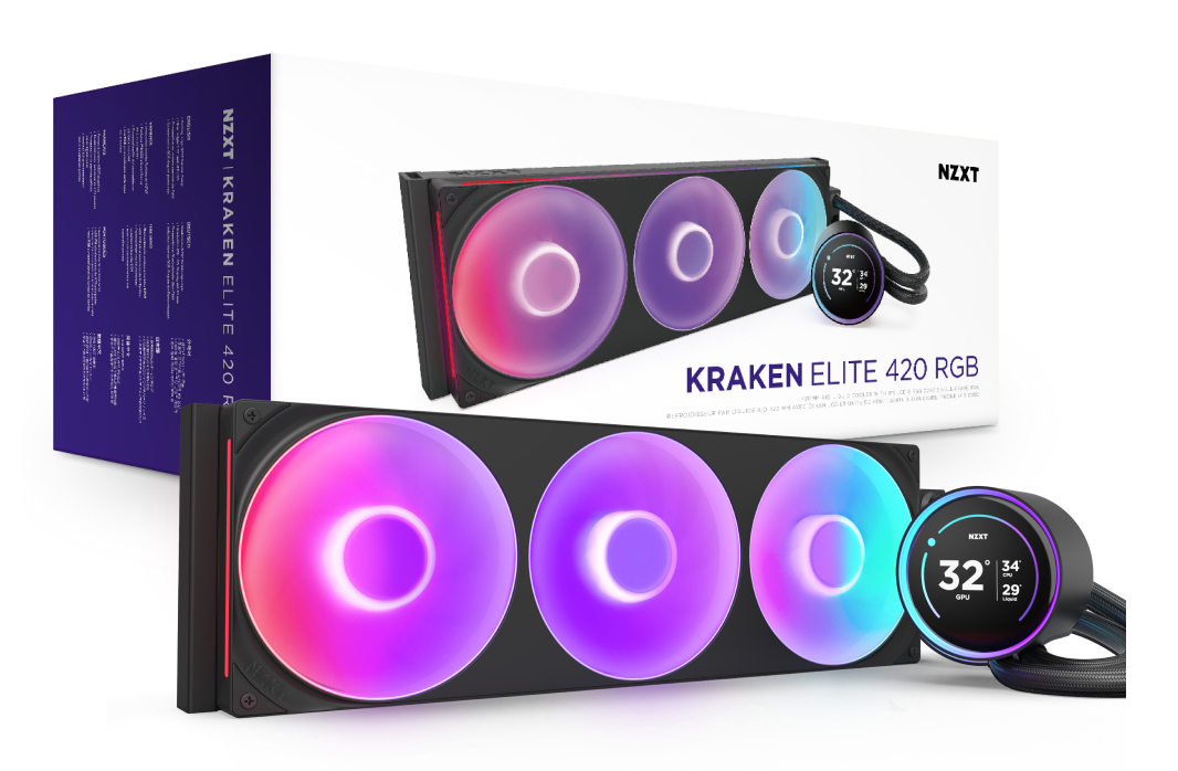 NZXT Kraken Elite 420 RGB Processeur Refroidisseur de liquide tout-en-un 14 cm Noir 1 pi�ce(s)