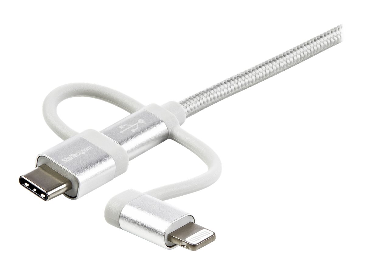 Cavo di ricarica multiplo USB da 1m - Adattatore da USB a Micro-USB o USB-C  o Lightning per iPhone / iPad / iPod / Android - Certificato Apple MFi 