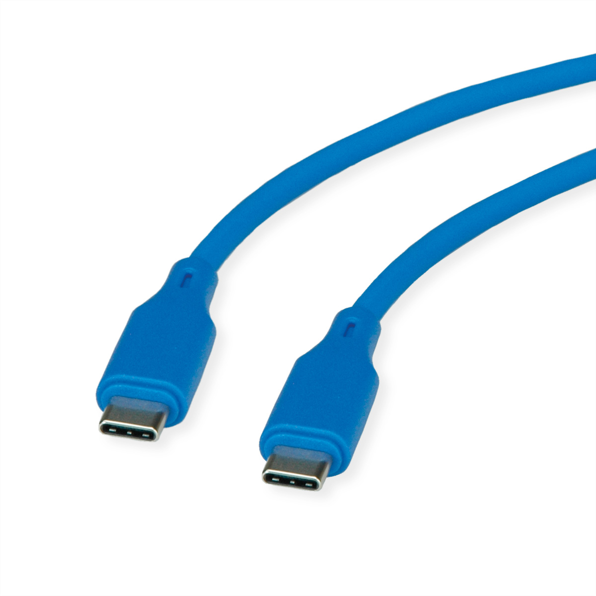 ROLINE USB 2.0 Kabel C-C ST/ST Silikon 60W 1m Blau - Kabel - Digital/Daten