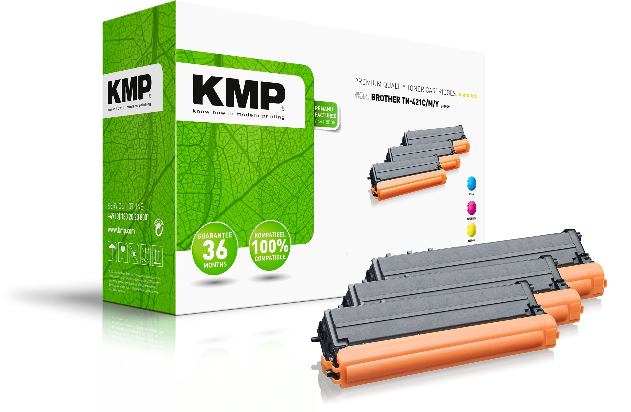 KMP TRIPLEPACK B-T99V cartucho de t�ner 3 pieza(s) Compatible Cian, Magenta, Amarillo