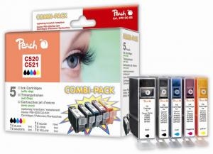 Peach Combi-Pack - 5er-Pack - Schwarz, Gelb, Cyan, Magenta, Photo schwarz - kompatibel - Tintenpatrone (Alternative zu: Canon CLI-521M, Canon PGI-520BK, Canon CLI-521Y, Canon CLI-521BK, Canon CLI-521C)