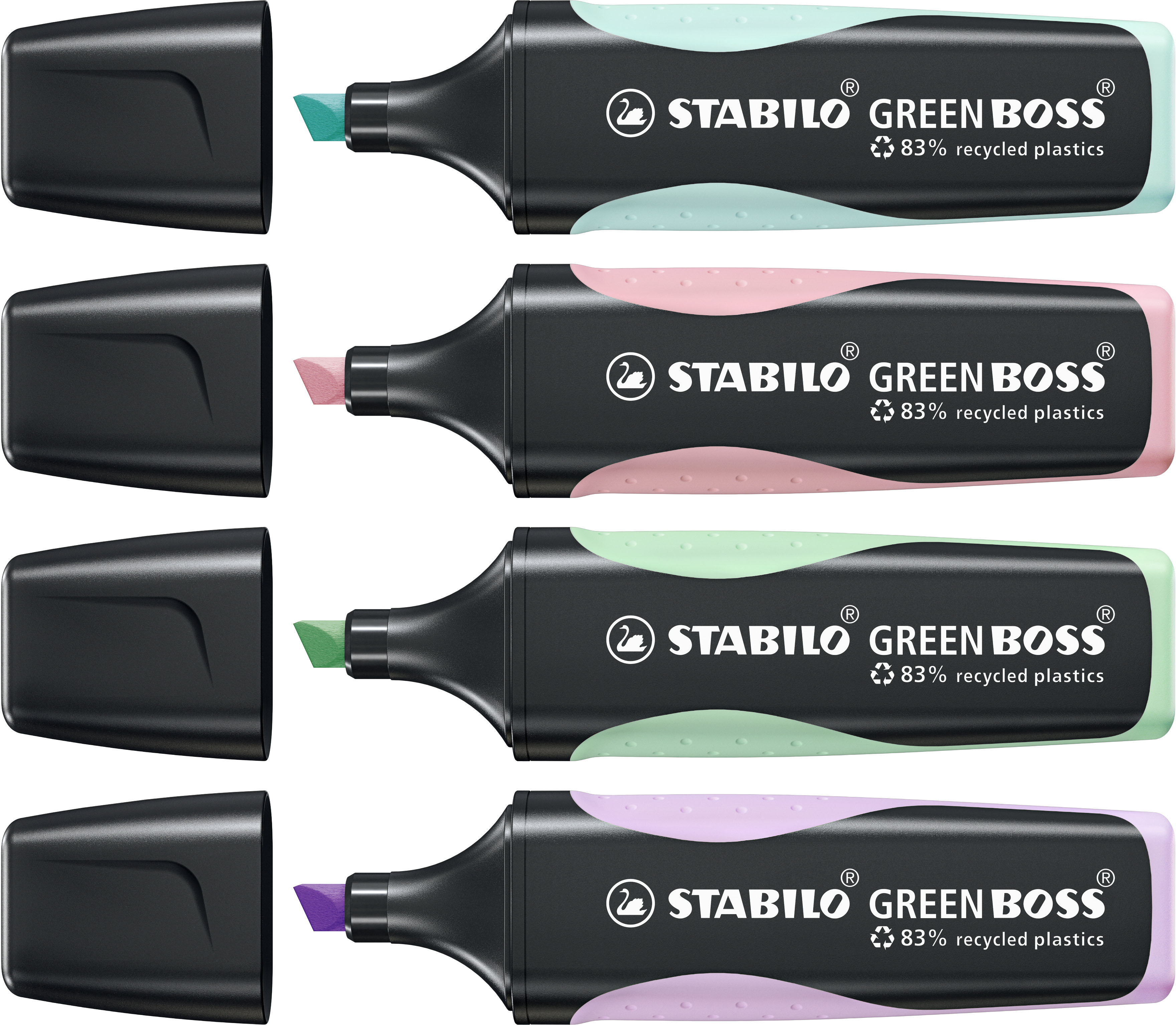 STABILO GREEN BOSS marqueur 4 pi�ce(s) Pointe biseaut�e Vert, Menthe, Rose, Violet