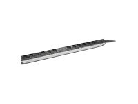 Digitus aluminum outlet strip with overload protection, 12 safety outlets, 2 x 2 m supply safety plug