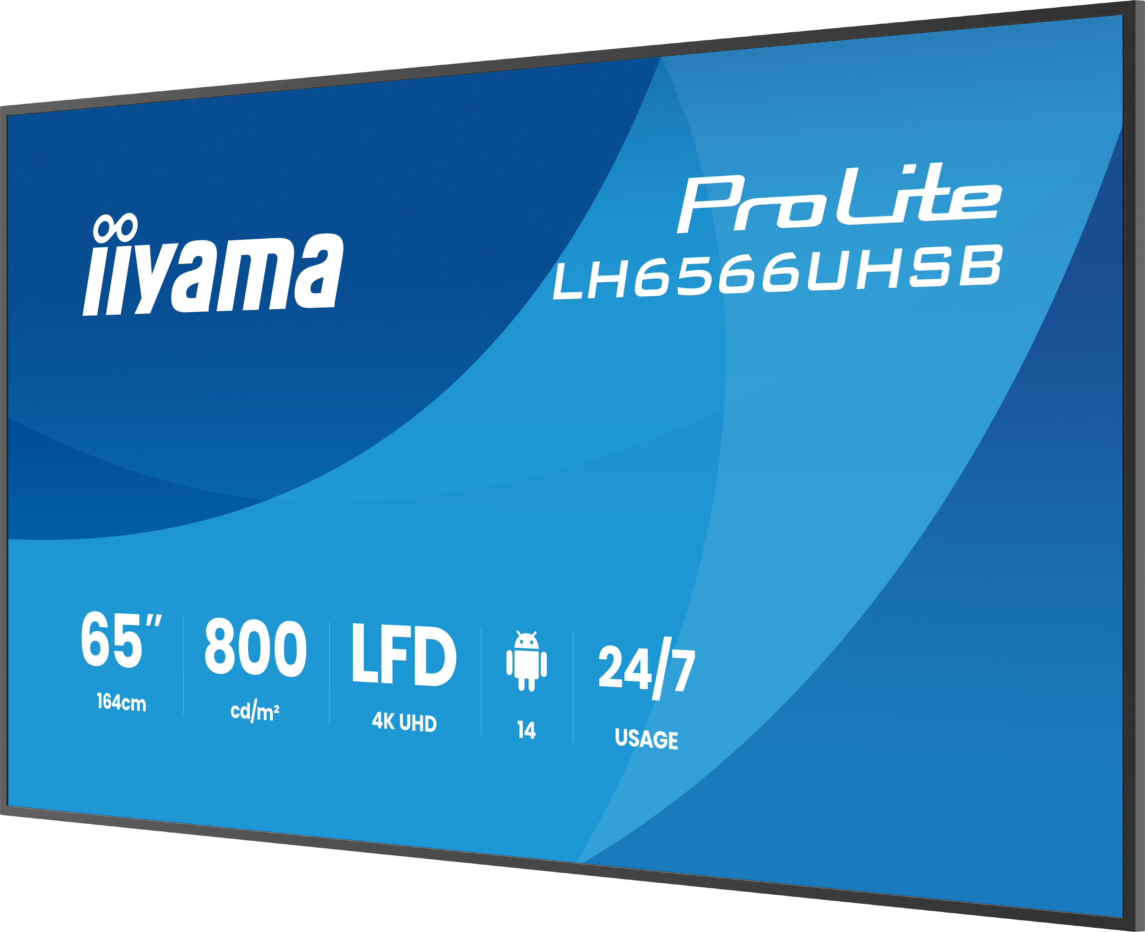 iiyama LH6566UHSB-B1AG Signage Display Digital signage flat panel 165.1 cm (65) LCD Wi-Fi 800 cd/m� 4K Ultra HD Black Built-in processor Android 24/7