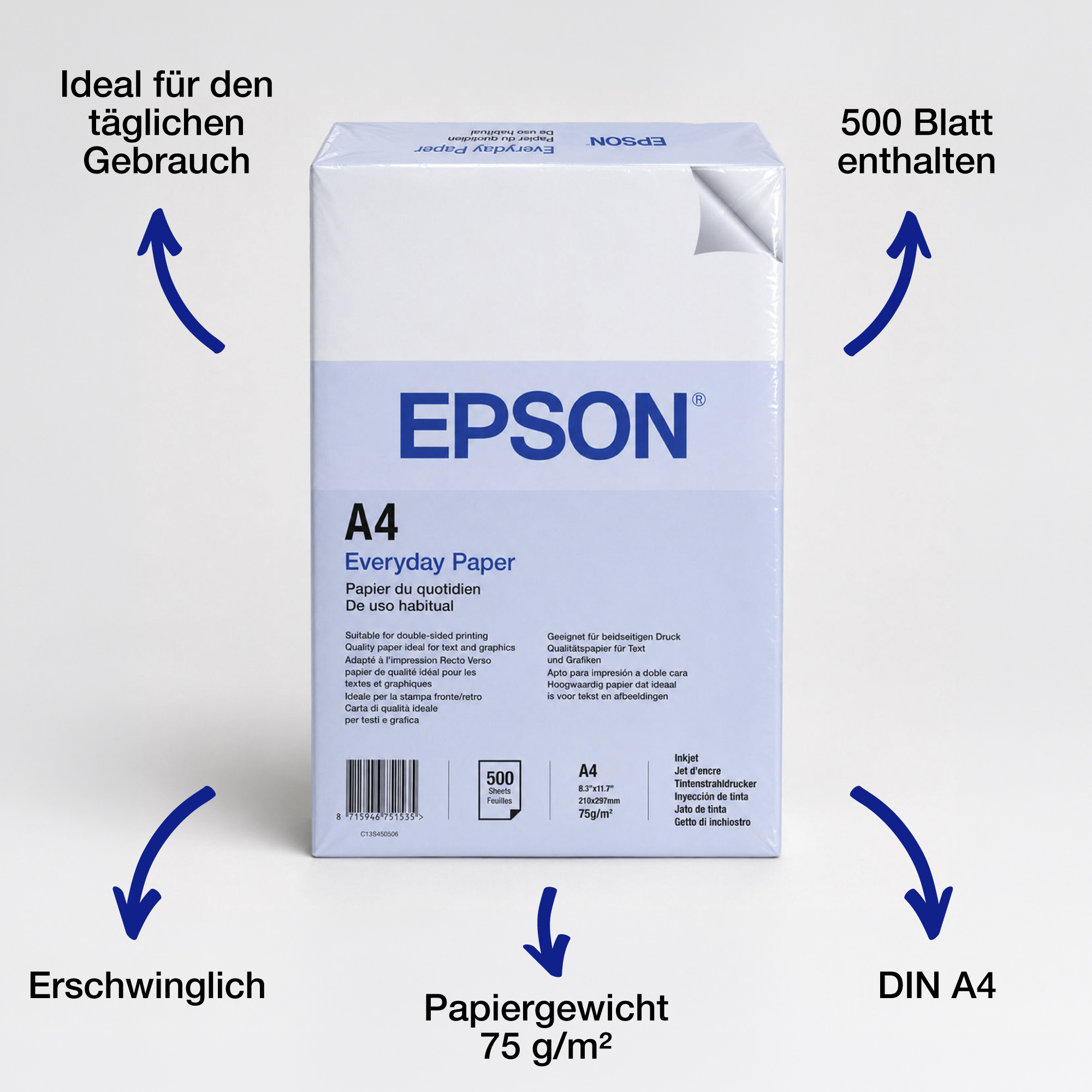 Epson Carta Everyday Paper A4 75 g/m2, 500 fogli