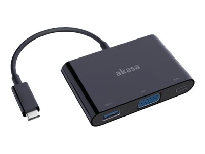 Akasa Type-C to VGA and power delivery adapter with extra USB 3.0 Type-A port