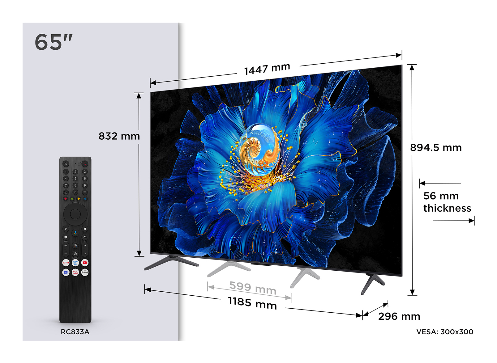 TCL C69KS 65C69KS TV 65 4K Ultra HD Smart Wi-Fi Metallic - Flachbildschirm (TFT/LCD) - 165,1 cm