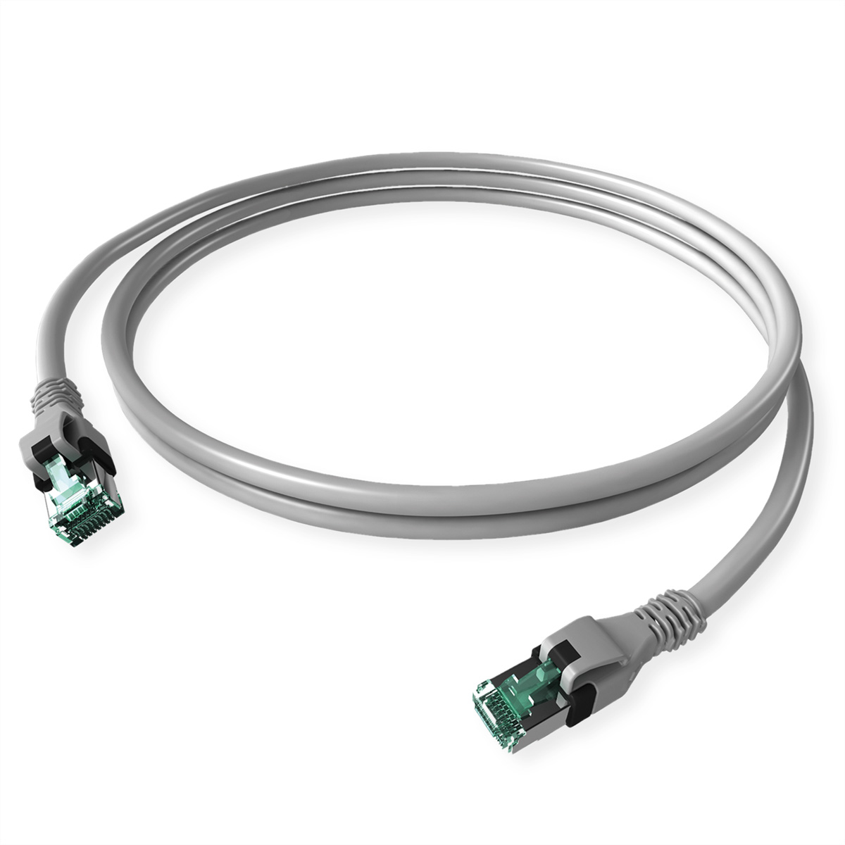 EasyLan saCon EasyLan DualBoot Patchkabel S/FTP, grau 1,50m Kat.6A - EasyLan DualBoot PushPull IP20 Patchkabel - Kat.6A (Class EA)