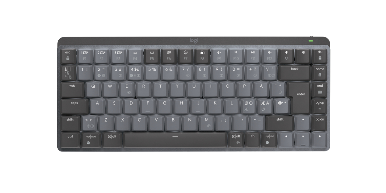Logitech Master Series MX Mechanical Mini - Tastatur - hinterleuchtet - kabellos - Bluetooth LE - QWERTY - Nordisch (Dnisch/Finnisch/Norwegisch/Schwedisch)