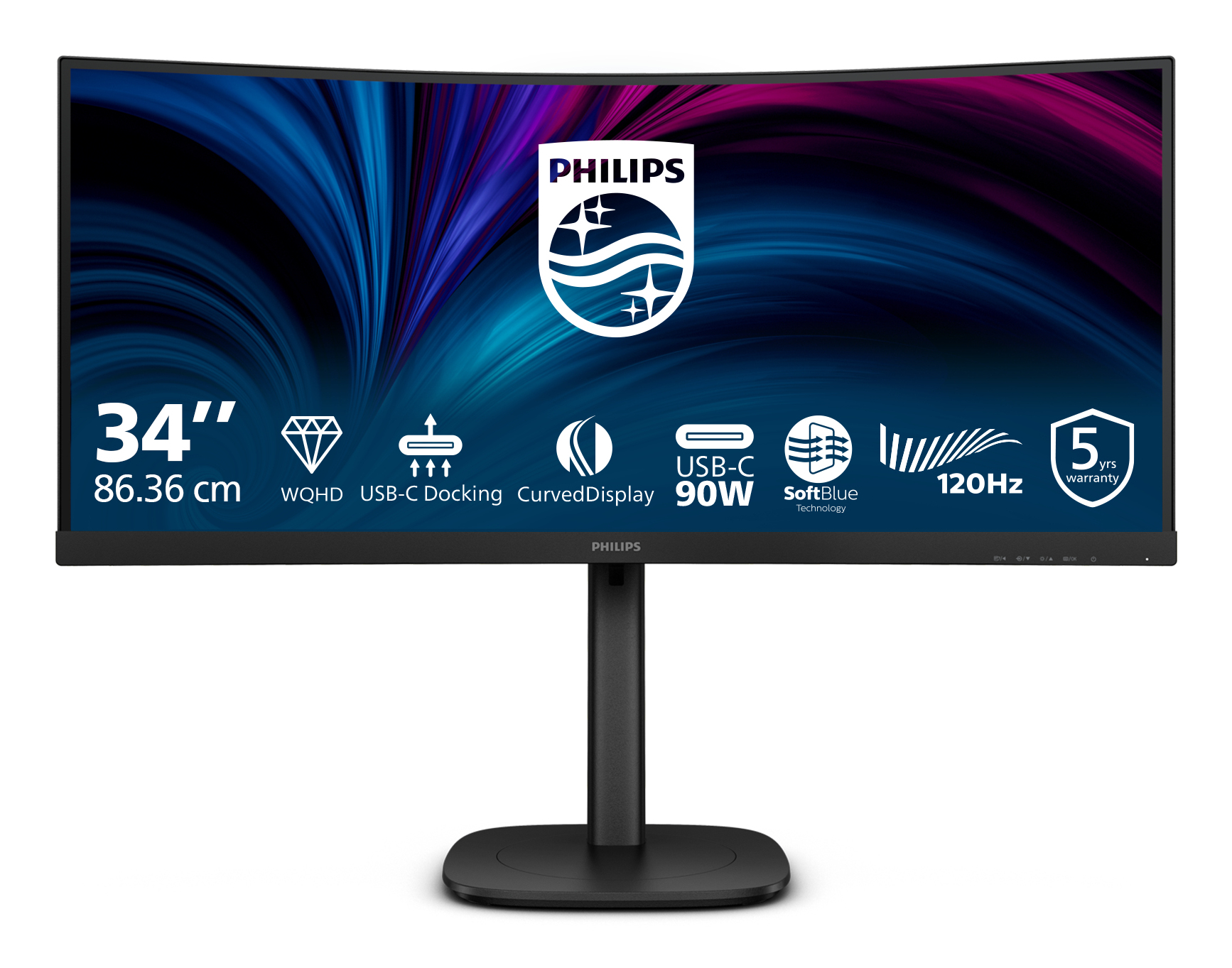 Philips 3000 series 34B2U3600C/00 computer monitor 86.4 cm (34) 3440 x 1440 pixels Wide Quad HD LCD Black