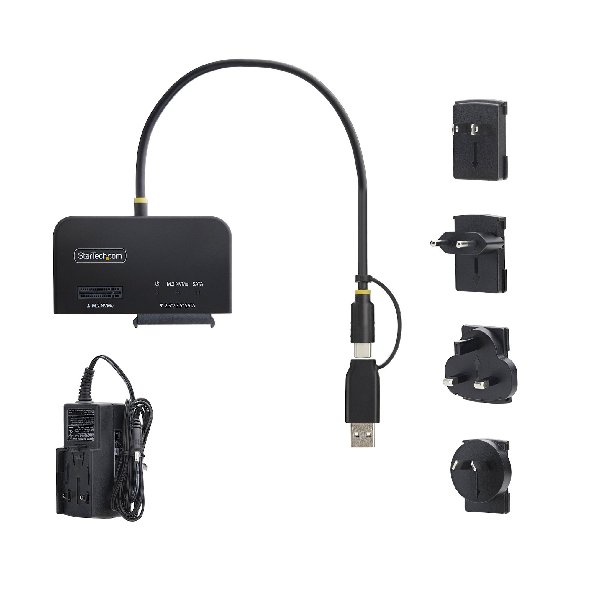 StarTech.com Adattatore da USB-C / USB-A a M.2 NVMe e SATA da 2,5 / 3,5, 10 Gbps, Lettore per SSD Esterno, Senza Attrezzi, B+M/M-Key