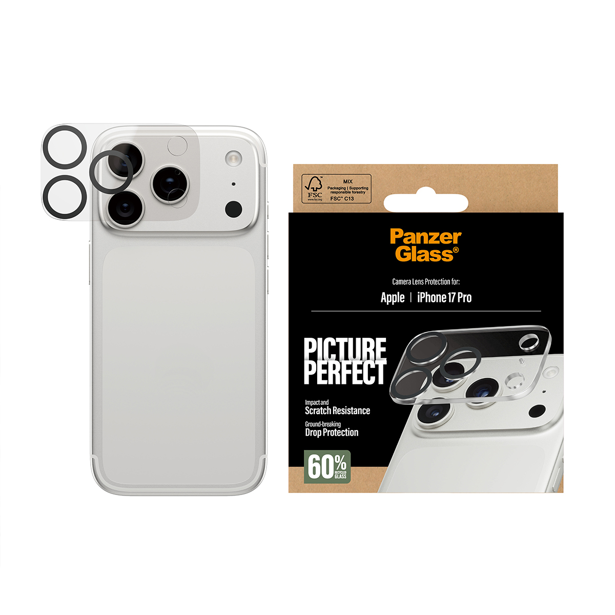 PanzerGlass � PicturePerfect Camera Lens Protector iPhone 17 Pro Pellicola proteggischermo trasparente Apple 1 pz