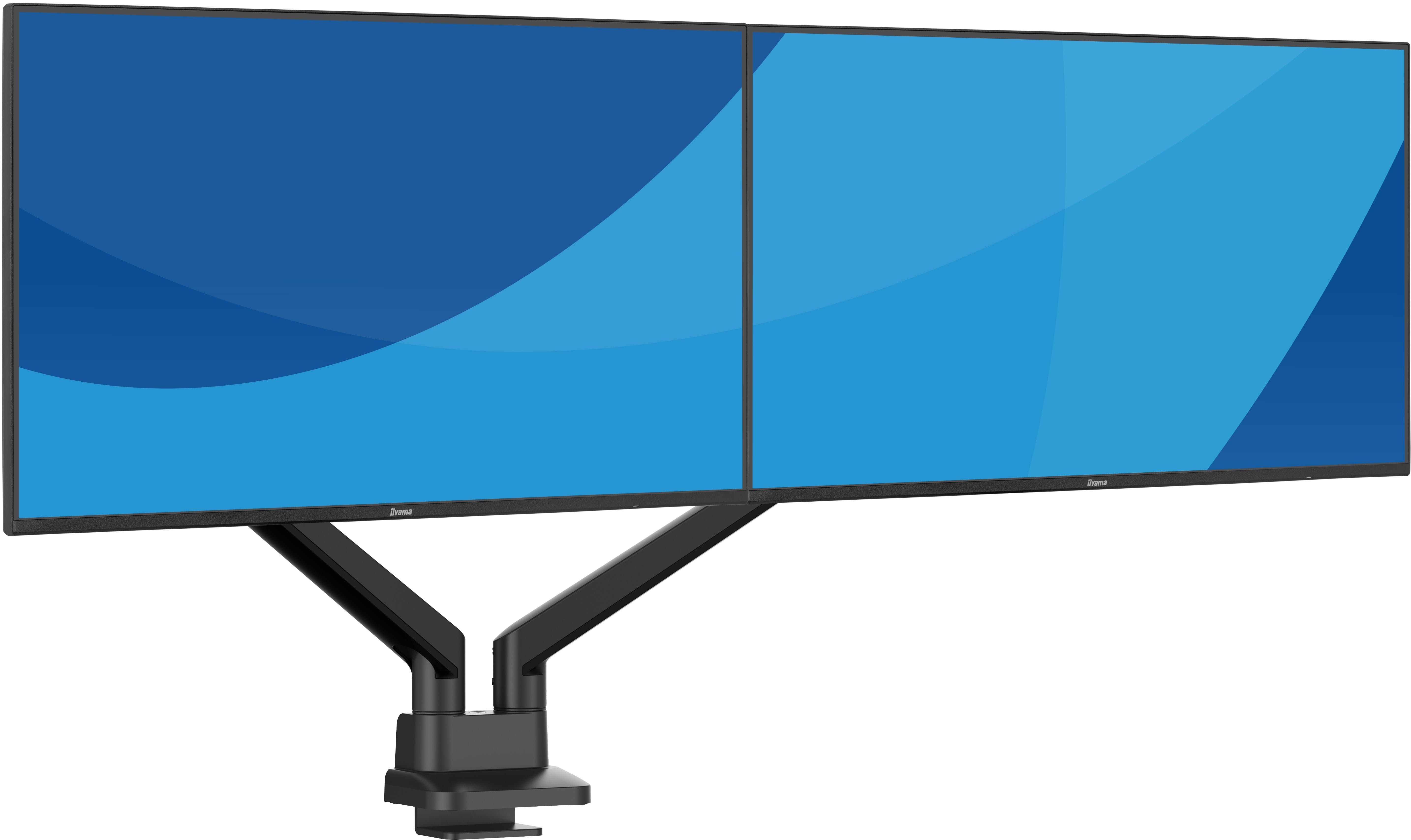 Iiyama Stylish flexible deskmount for dual monitor with mechanical spring monitors up