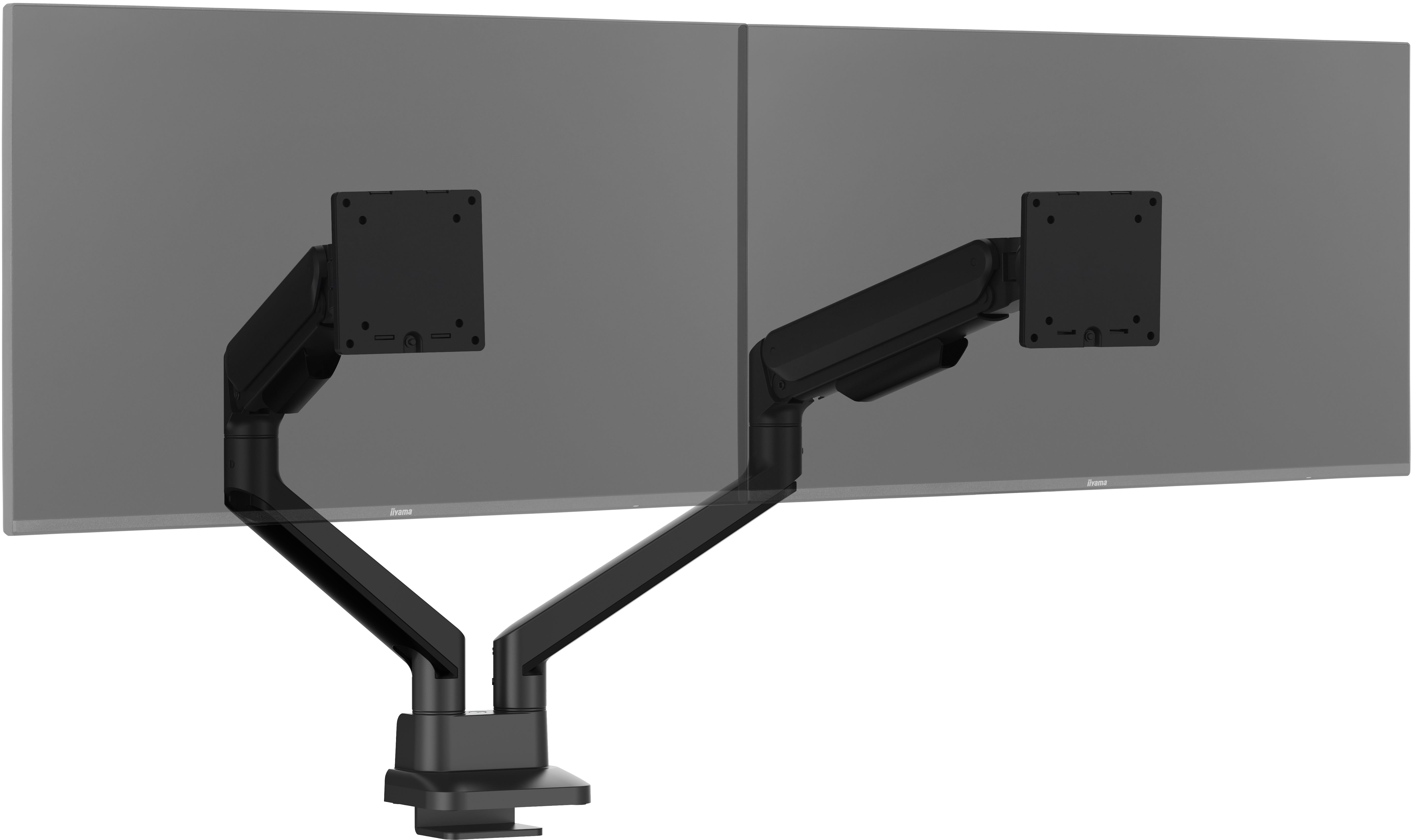 Iiyama Stylish flexible deskmount for dual monitor with mechanical spring monitors up