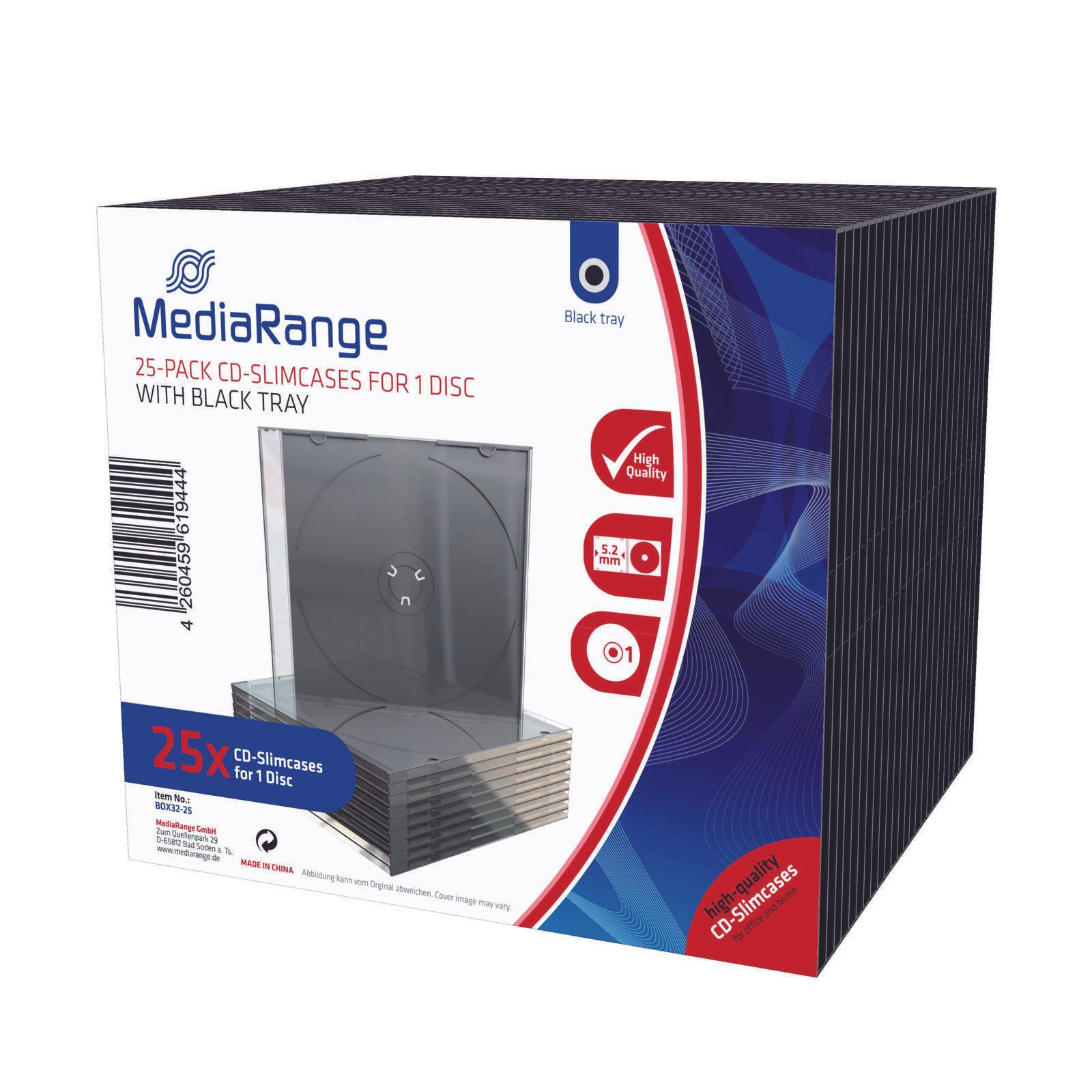 MEDIARANGE CD Slimcase 1Disc Black 25 R Leerhllen Kapazitaet LEER