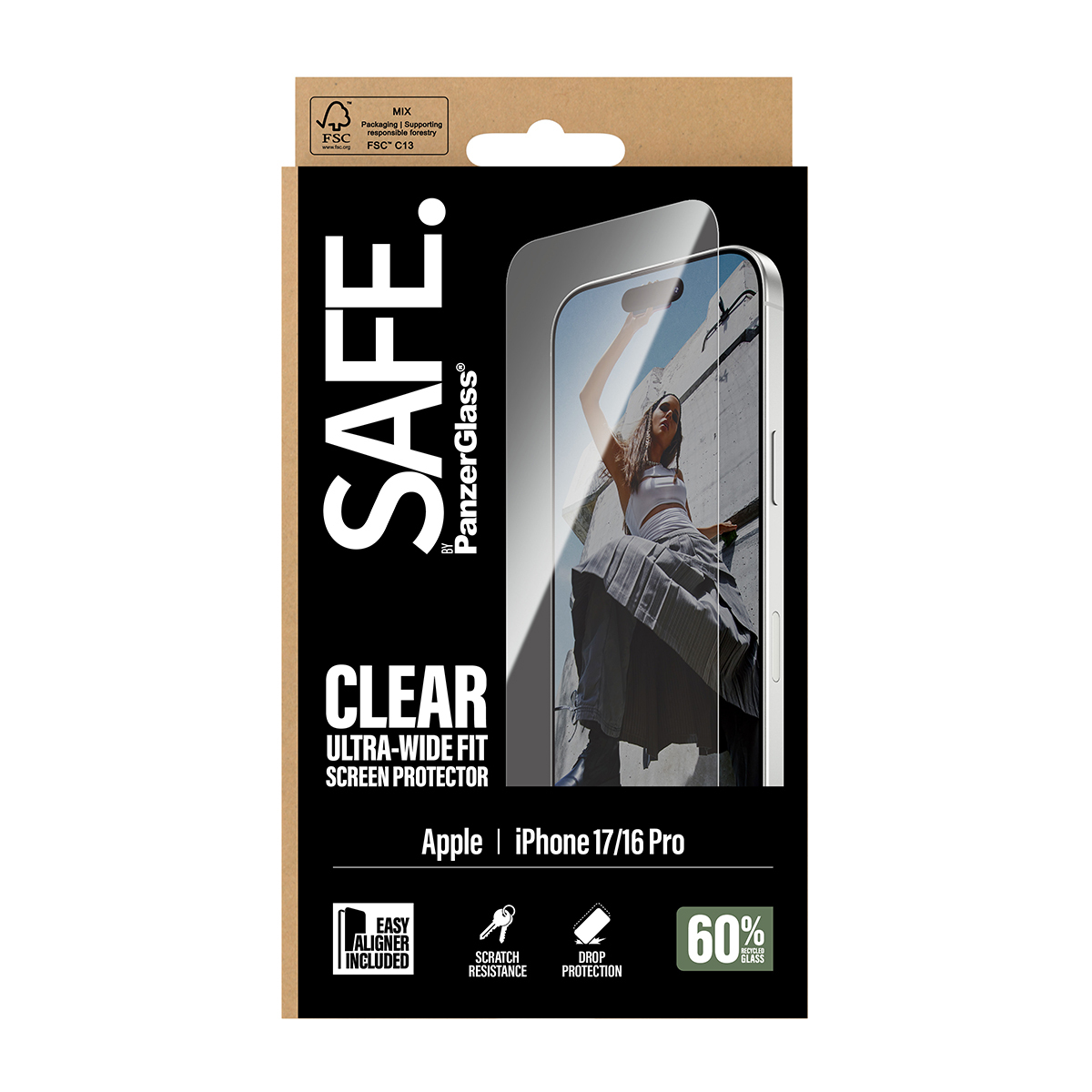 PanzerGlass SAFE. by � Screen Protector iPhone 17 | iPhone 16 Pro | Ultra-Wide Fit w. EasyAligner Protection d�cran transparent Apple 1 pi�ce(s)