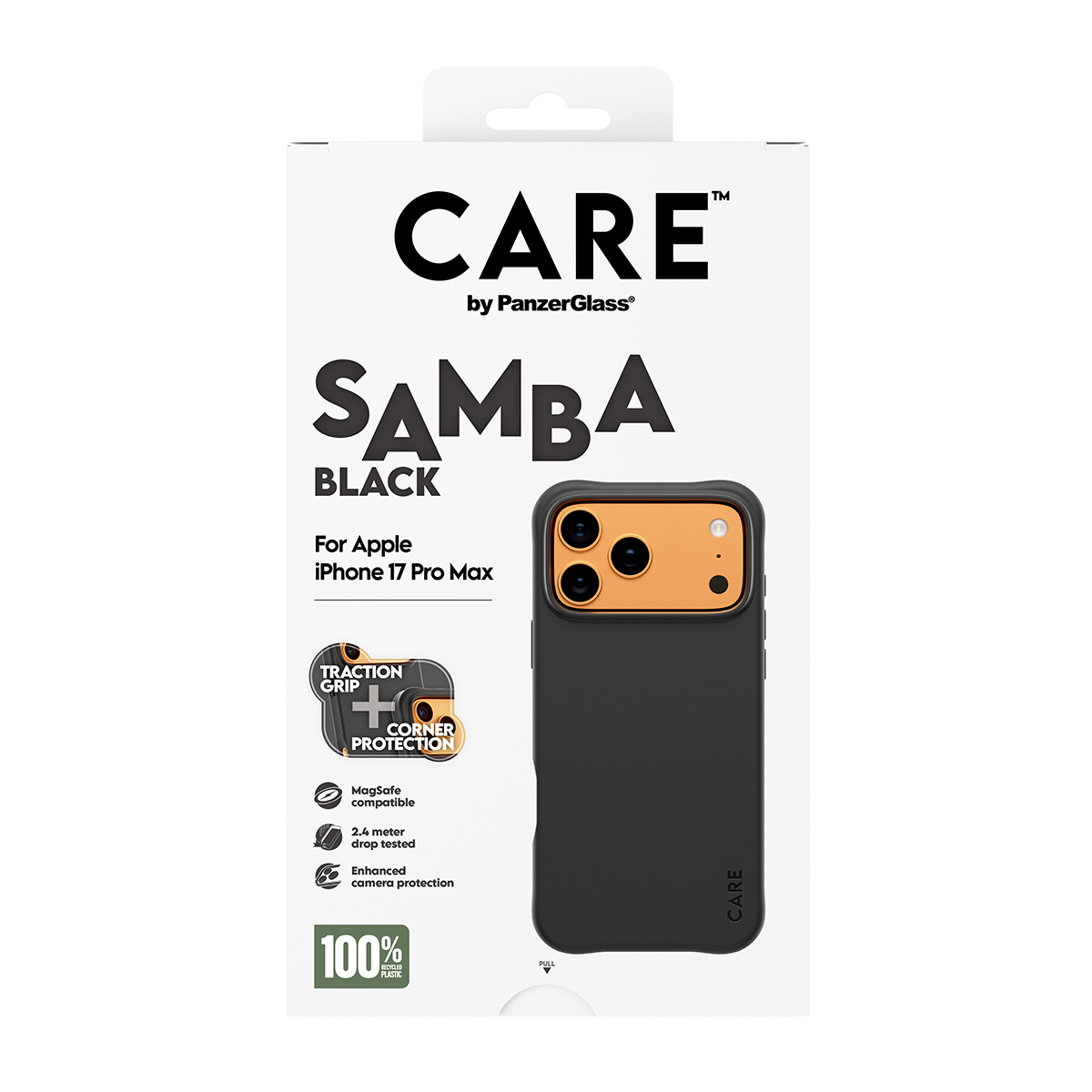 PanzerGlass CARE by � Fashionable Case Samba Black w. MagSafe iPhone 17 Pro Max funda para tel�fono m�vil Negro