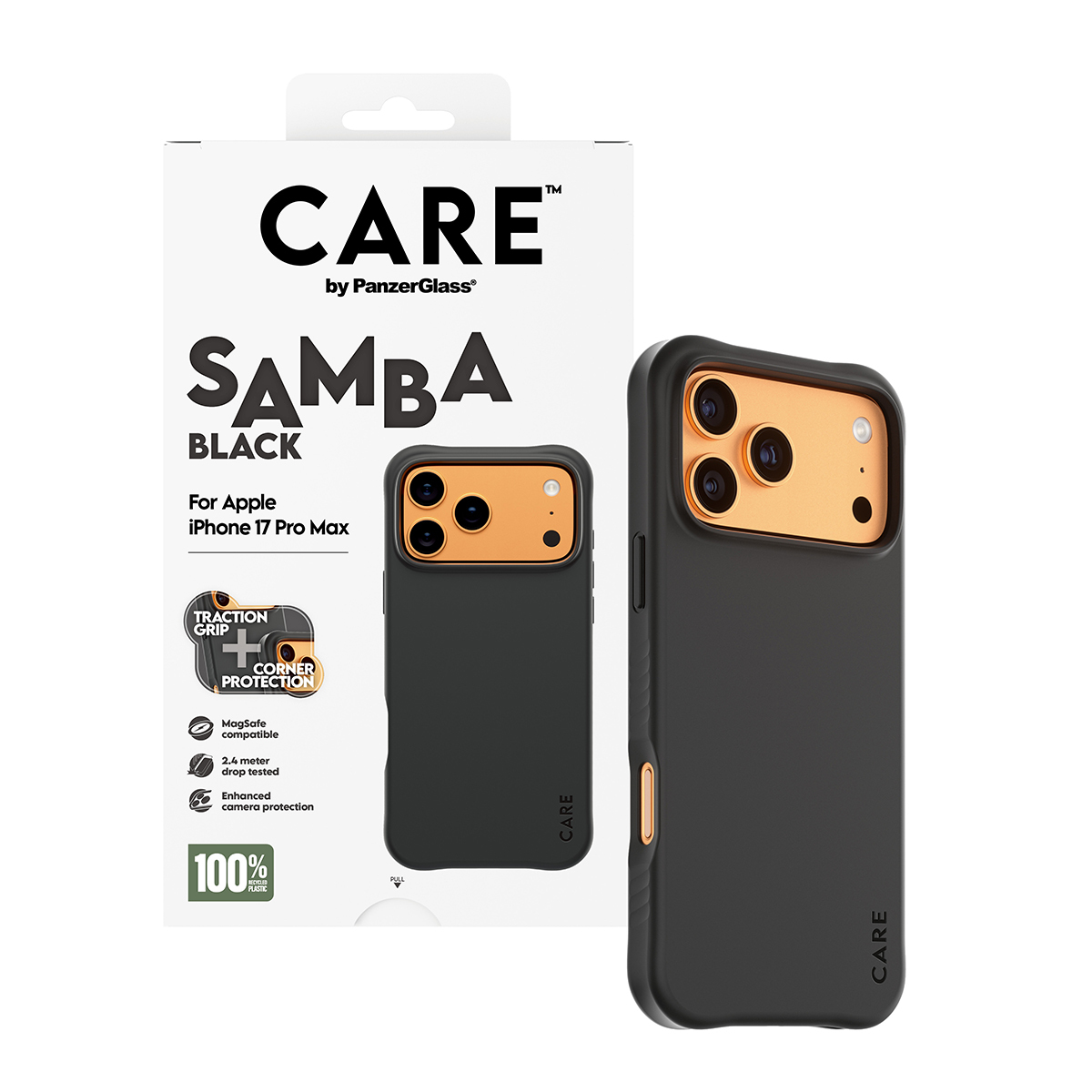 PanzerGlass CARE by � Fashionable Case Samba Black w. MagSafe iPhone 17 Pro Max funda para tel�fono m�vil Negro