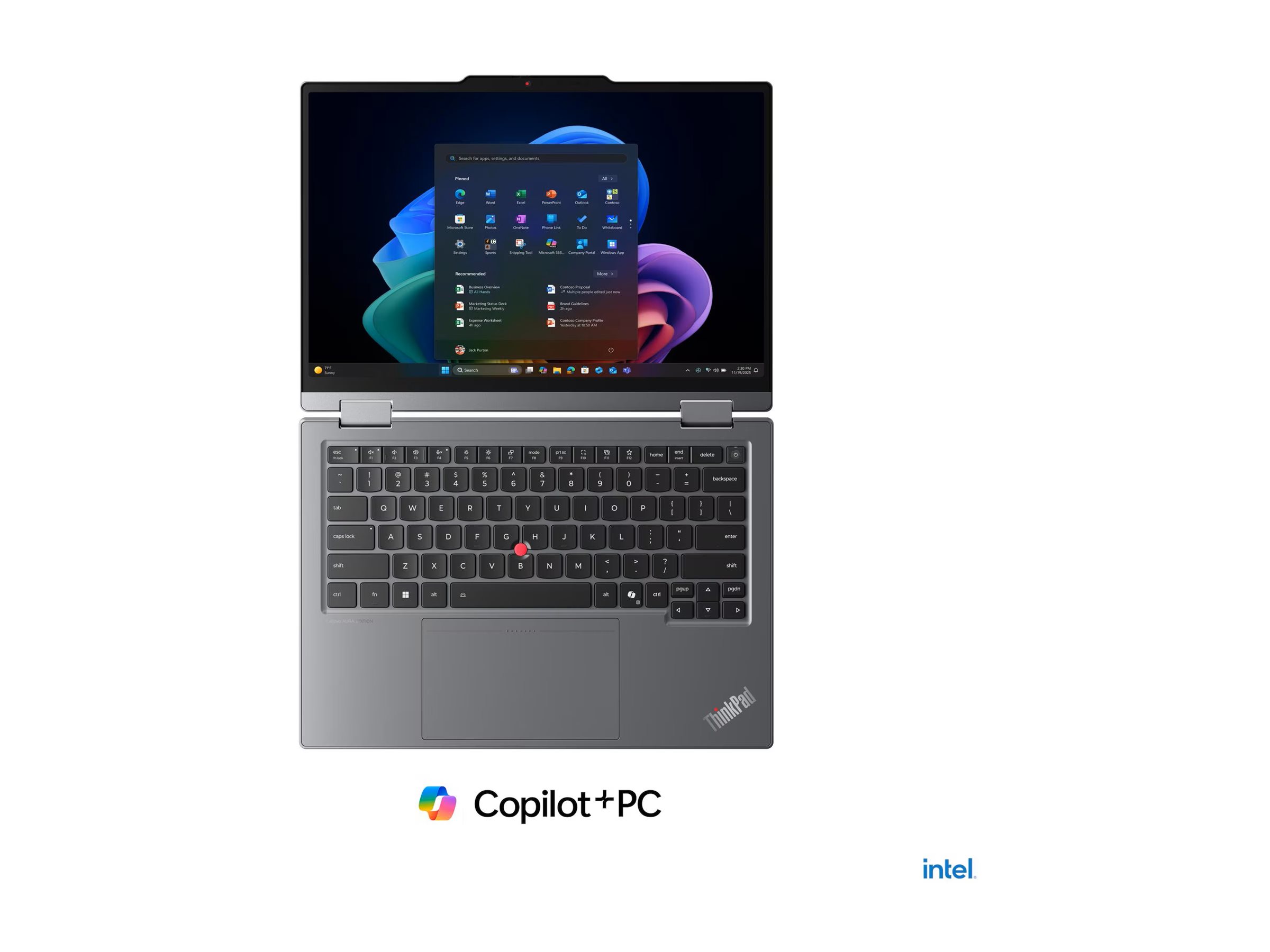 Lenovo ThinkPad X1 2-in-1 Gen 11 21V9 - Aura Edition - Flip-Design - Intel Core Ultra 7 355 / 2.3 GHz - Evo - Win 11 Pro - Intel Graphics - 32 GB RAM - 1 TB SSD TCG Opal Encryption 2, NVMe - 35.6 cm (14)
