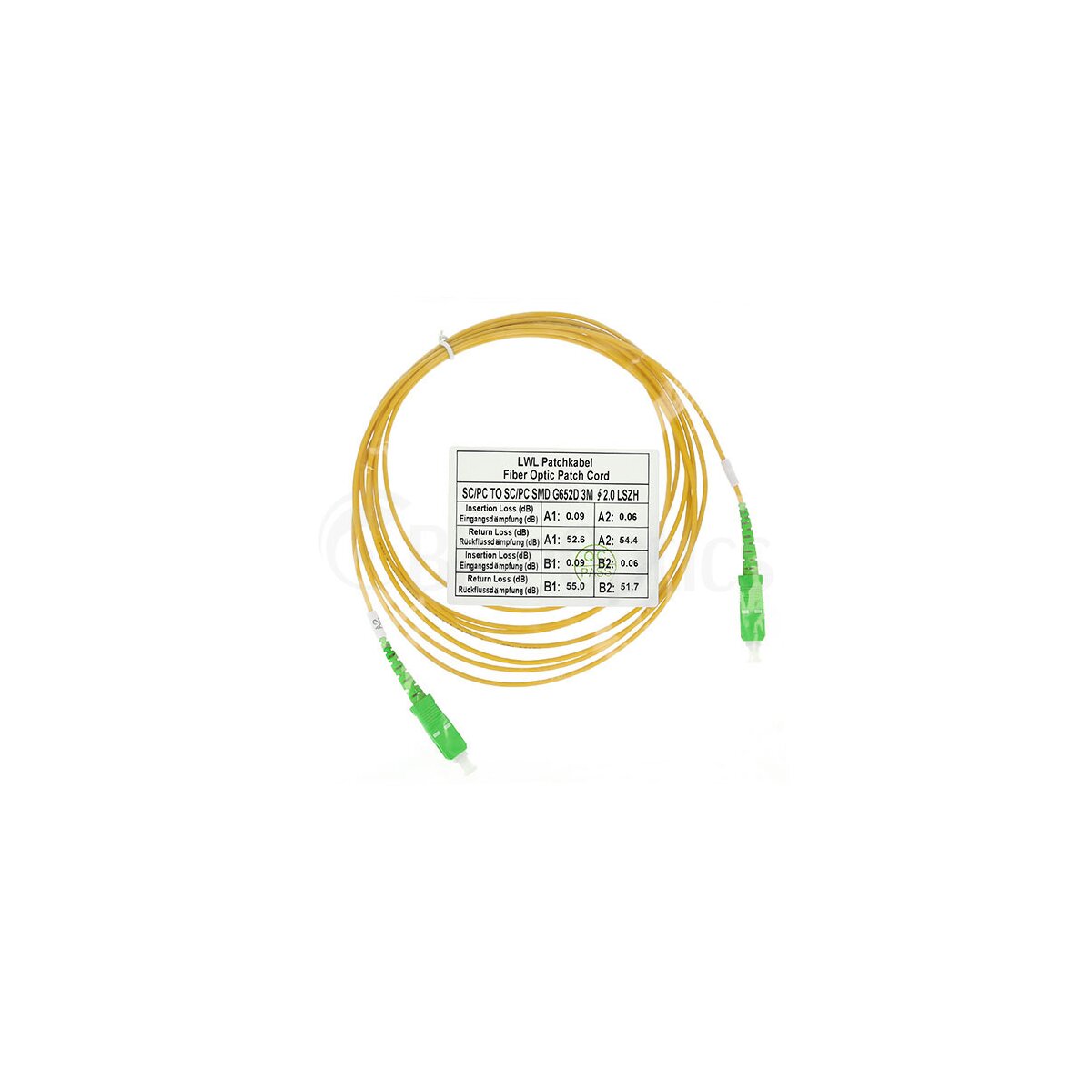 BlueOptics SFP2222BU0.5MM cable de fibra optica 0,5 m SC OS2 Amarillo
