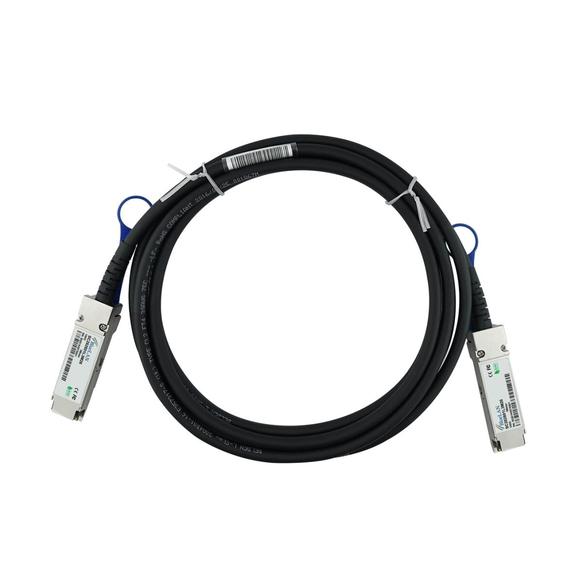 BlueOptics QSFP28-DAC-0.5M-SP-BL cavo InfiniBand 0,5 m Nero, Argento