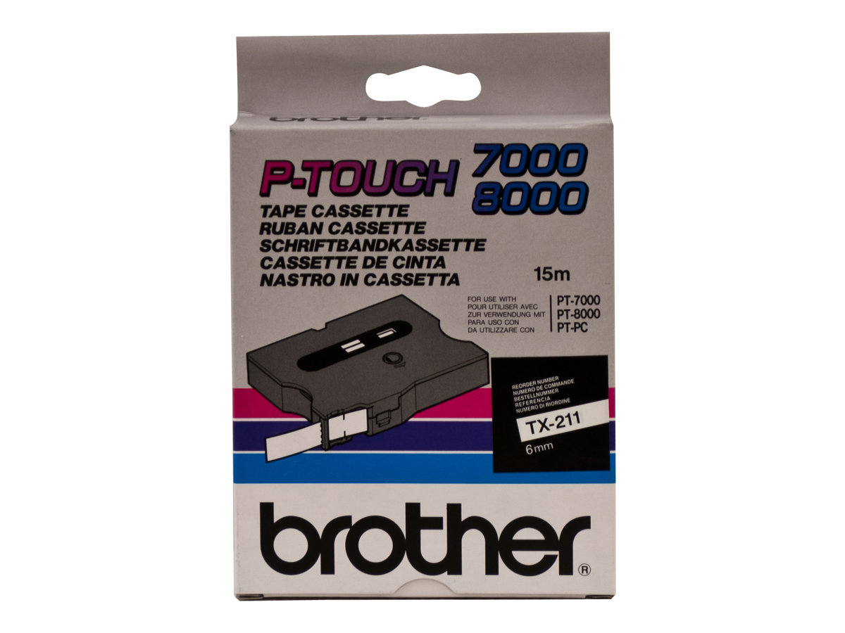 Brother TX211 - Schwarz auf Wei - Rolle (0,6 cm x 15 m)