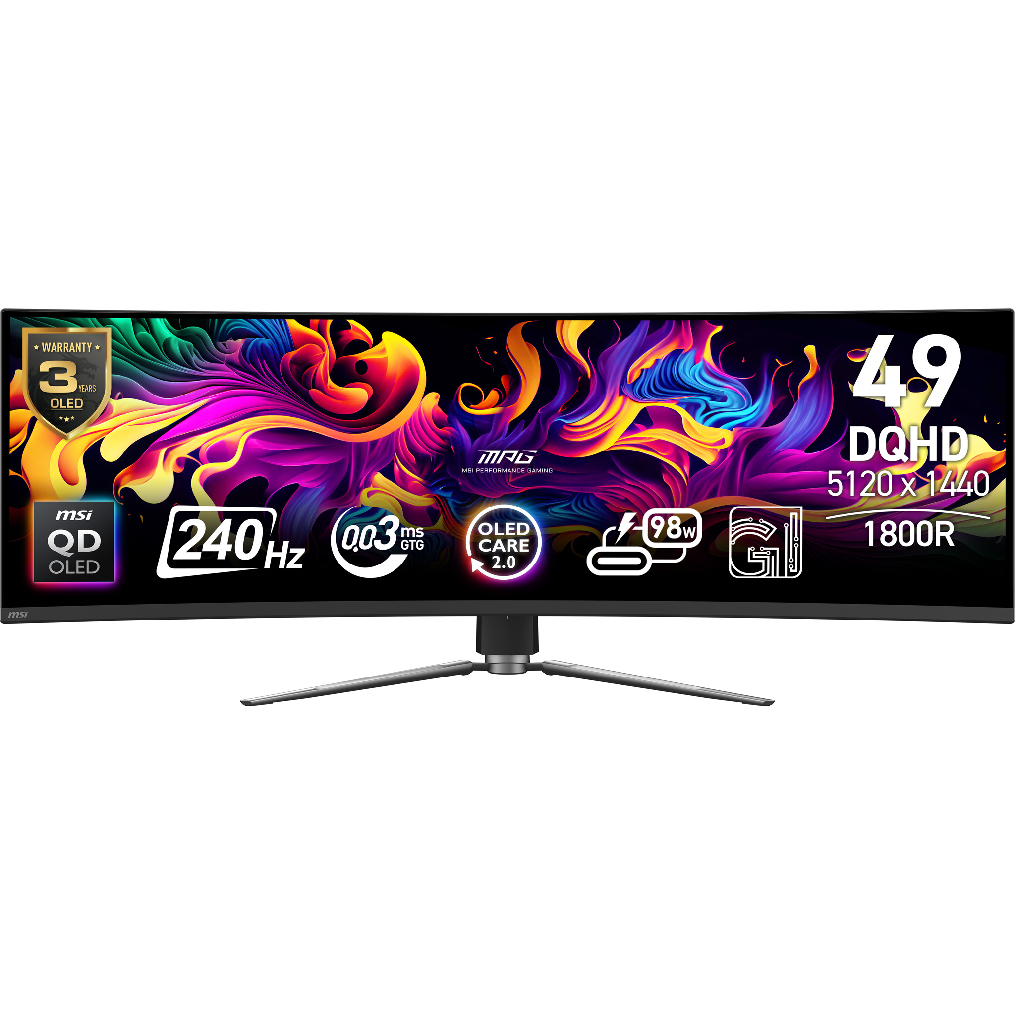 MSI MPG 491CQPXDE QD-OLED - OLED-Monitor - Gaming - gebogen - 124.5 cm (49)