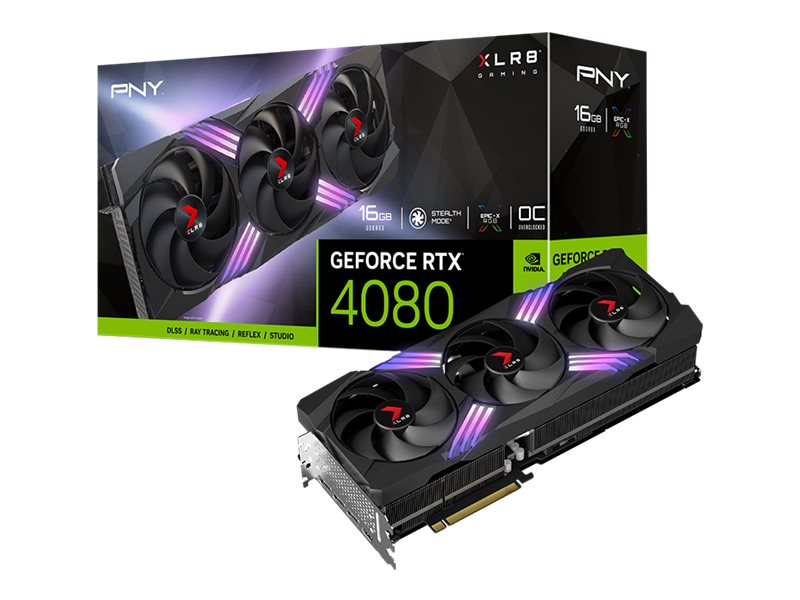PNY XLR8 GeForce RTX 4080 16GB Gaming VERTO EPIC-X RGB Overclocked Triple Fan