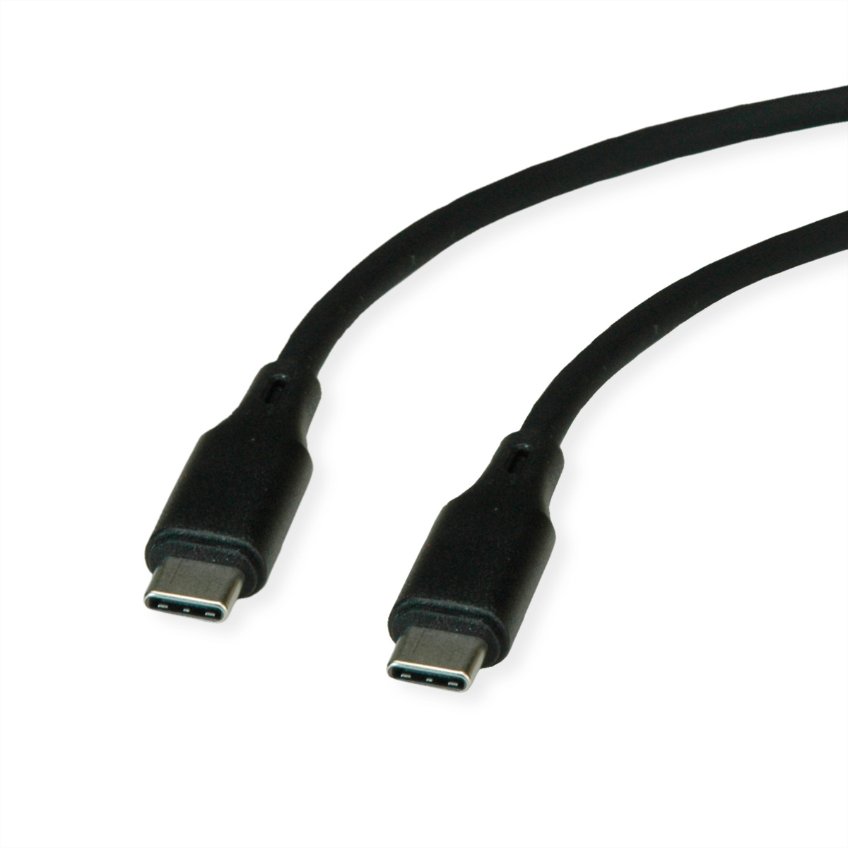 ROLINE USB 2.0 Kabel C-C ST/ST Silikon 60W 1m Schwarz - Kabel - Digital/Daten