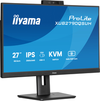 iiyama ProLite 27 IPS QHD monitor with a built-in Windows Hello camera and microphone, USB-C, KVM-Switch and height adjustable stand