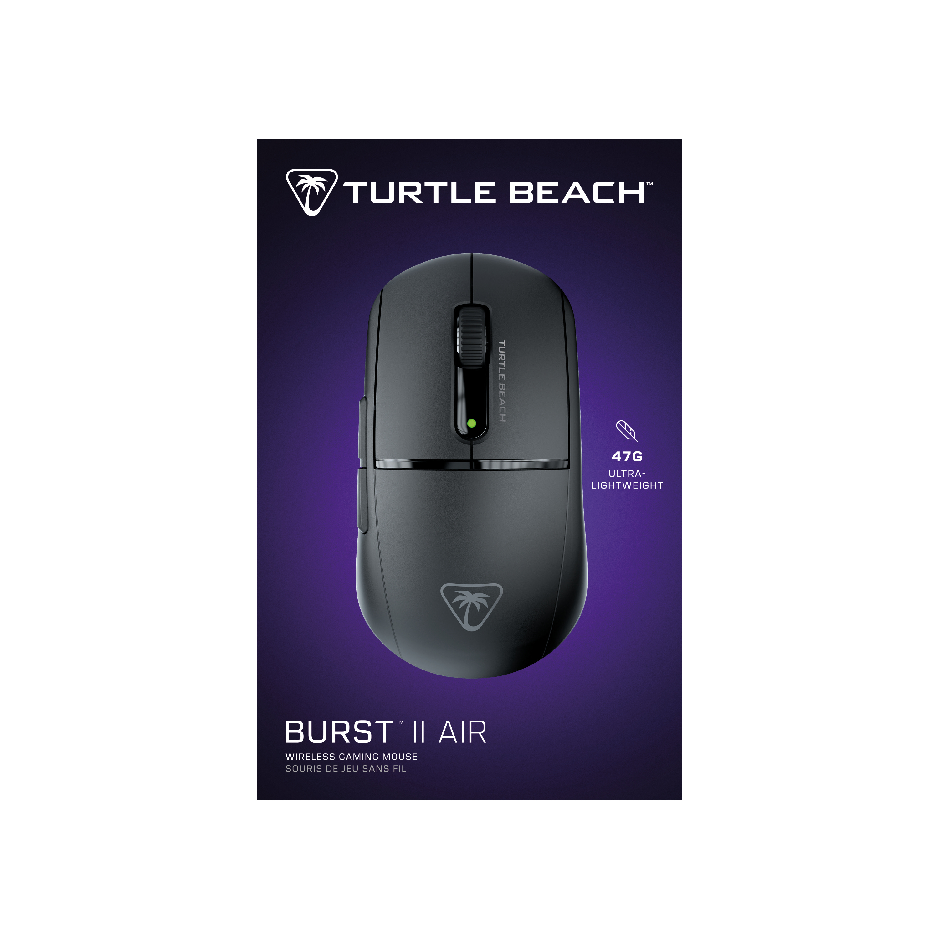 Turtle Beach Burst II Air - Souris gaming sans fil 2,4 GHz : ultralgre avec 47 g, touches optiques, symtrique, capteur optique 26 000 PPP, Bluetooth, autonomie 120 heures, cble USB-C Noir