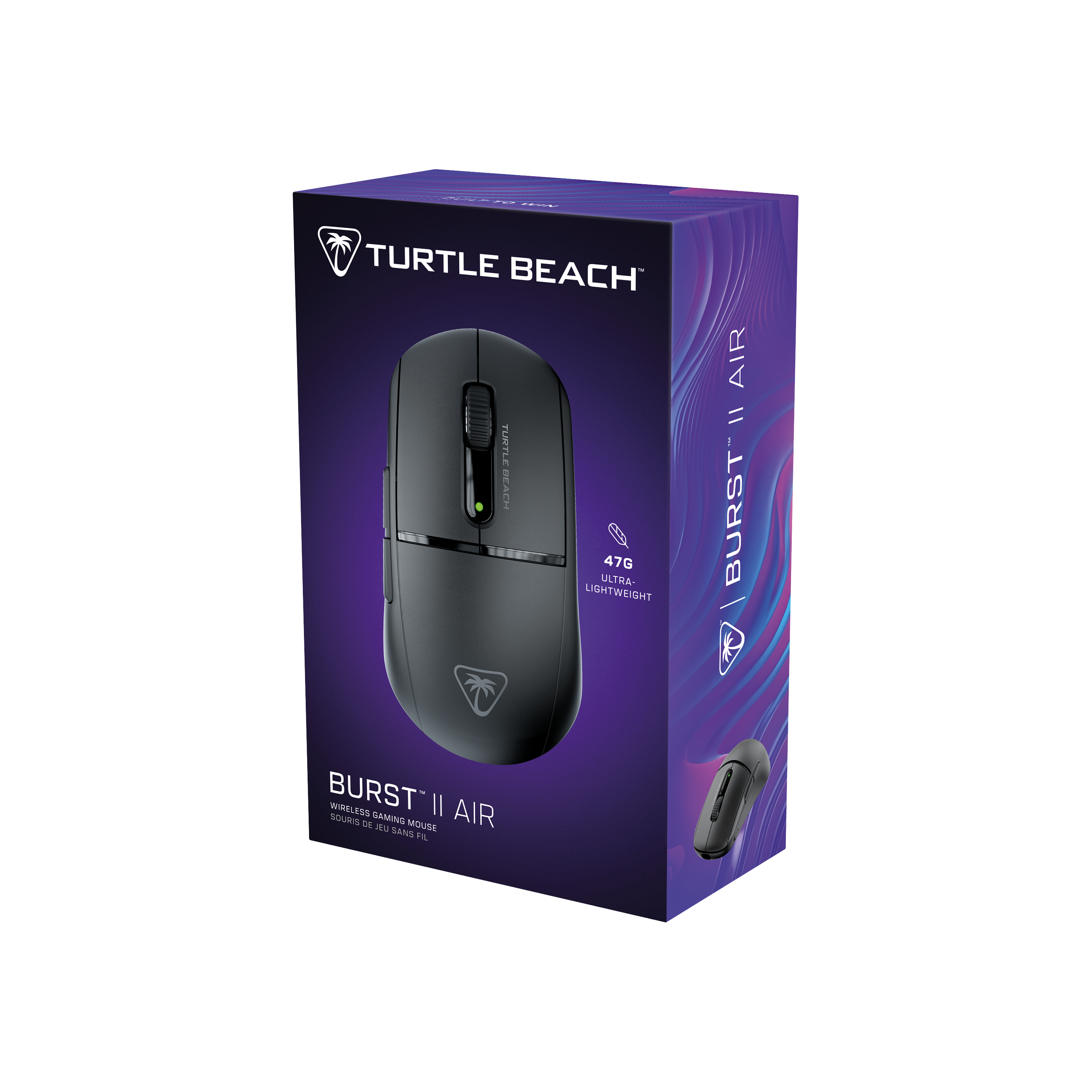 Turtle Beach Burst II Air - Souris gaming sans fil 2,4 GHz : ultralgre avec 47 g, touches optiques, symtrique, capteur optique 26 000 PPP, Bluetooth, autonomie 120 heures, cble USB-C Noir