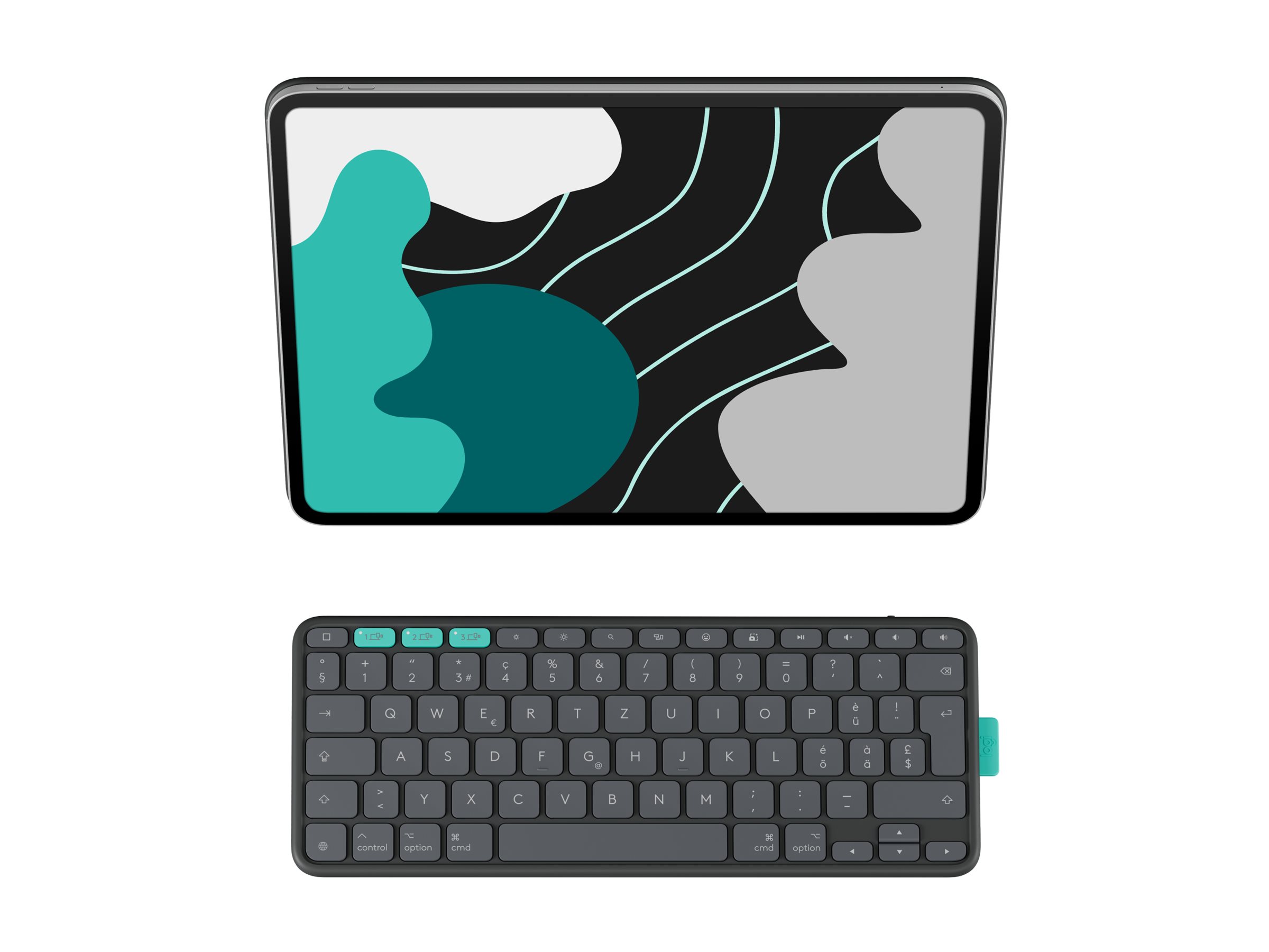 Logitech Flip Folio - Tastatur und Folioh�lle - full size - kabellos - Bluetooth 5.1 LE - QWERTZ - Schweizerisch - Graphite - f�r Apple 13-inch iPad Air (M2, M3)