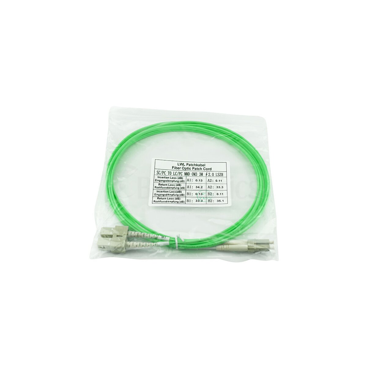 BlueOptics SFP3132GU2MK cable de fibra optica 2 m LC SC OM5 Verde