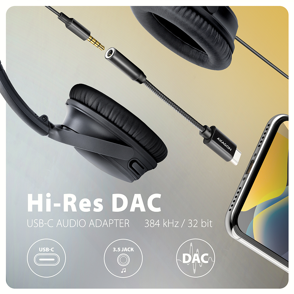 Axagon ADA-HC audio cable 0.1 m 3.5mm USB Type-C Black