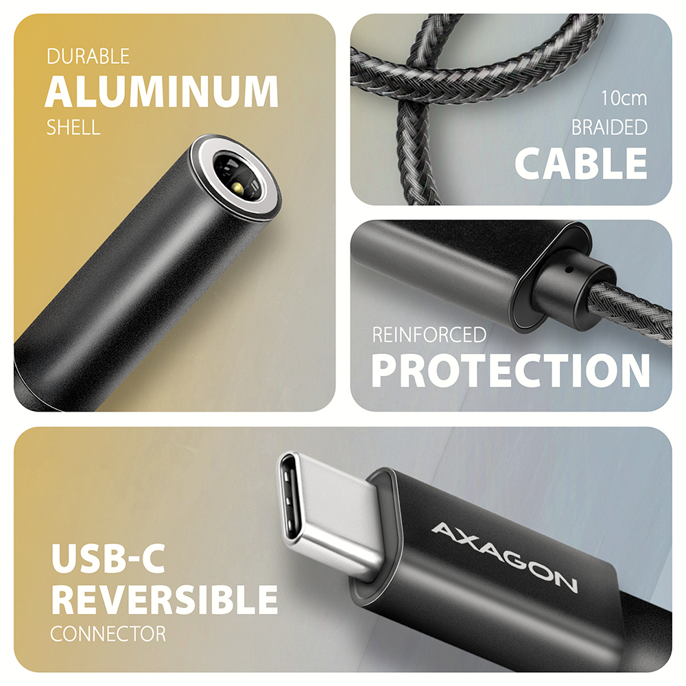 Axagon ADA-HC audio cable 0.1 m 3.5mm USB Type-C Black