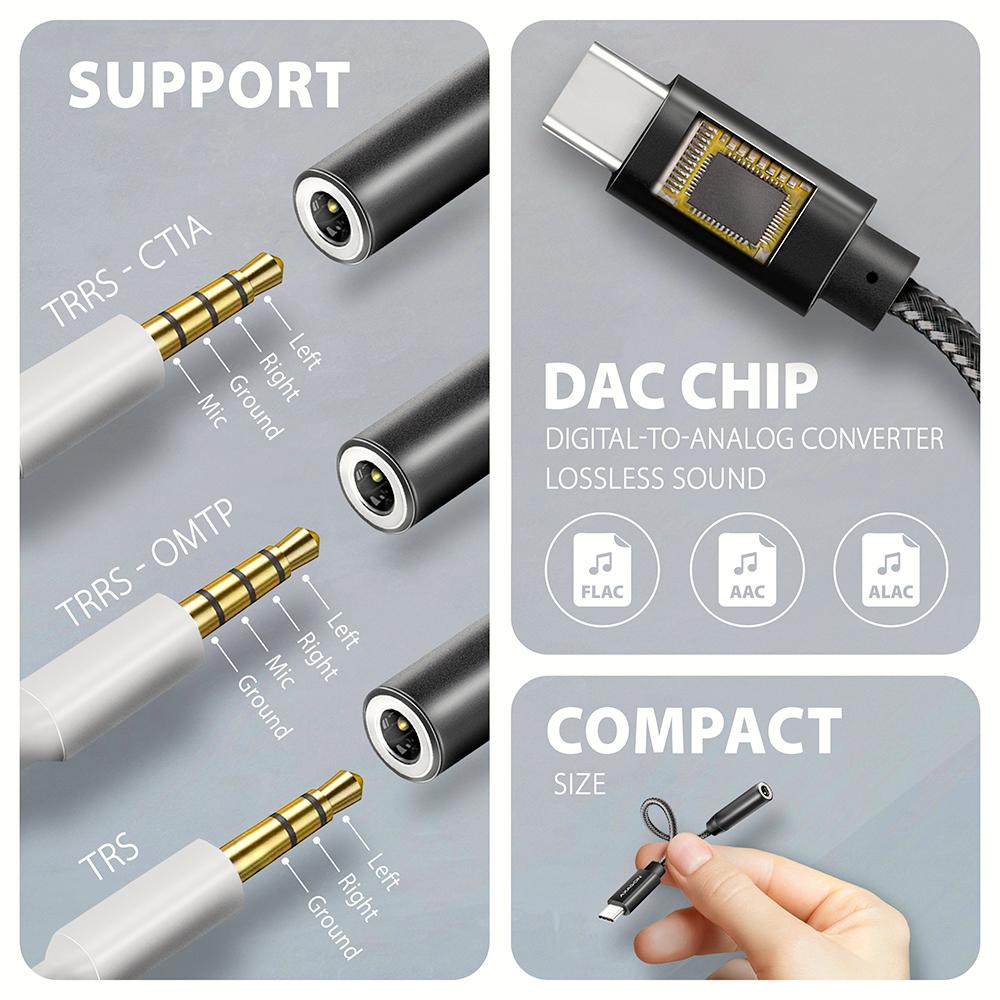 Axagon ADA-HC audio cable 0.1 m 3.5mm USB Type-C Black
