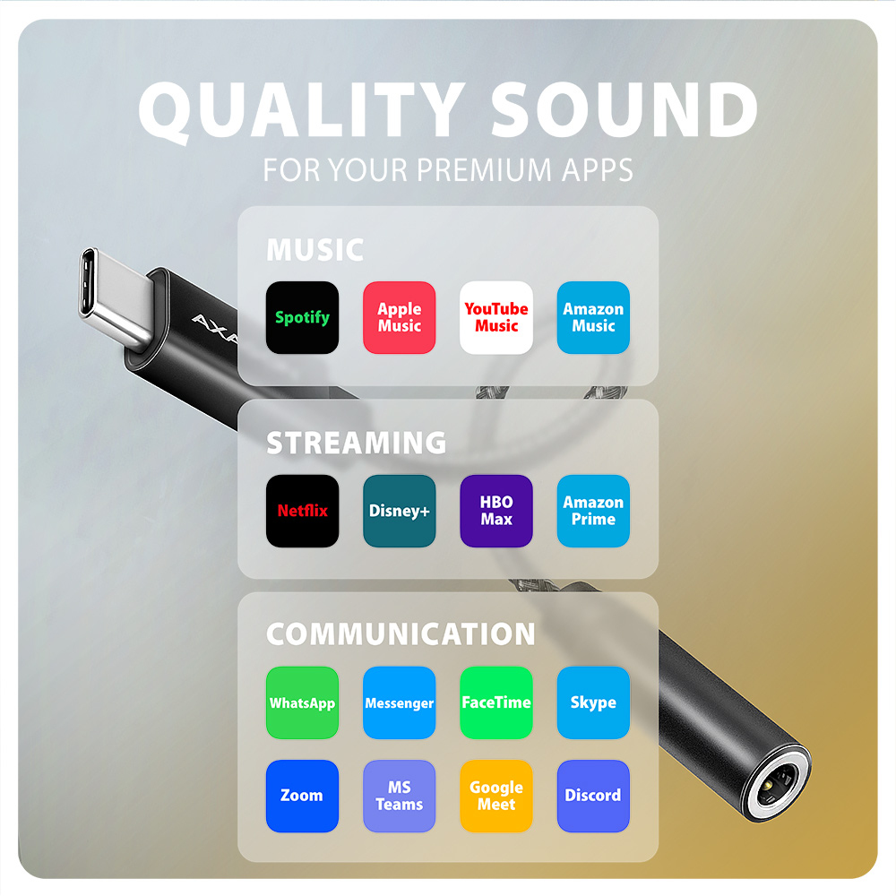 Axagon ADA-HC audio cable 0.1 m 3.5mm USB Type-C Black