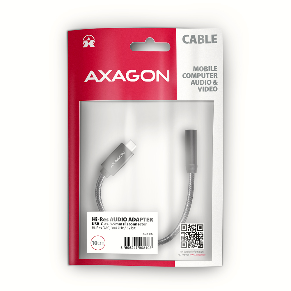 Axagon ADA-HC audio cable 0.1 m 3.5mm USB Type-C Black