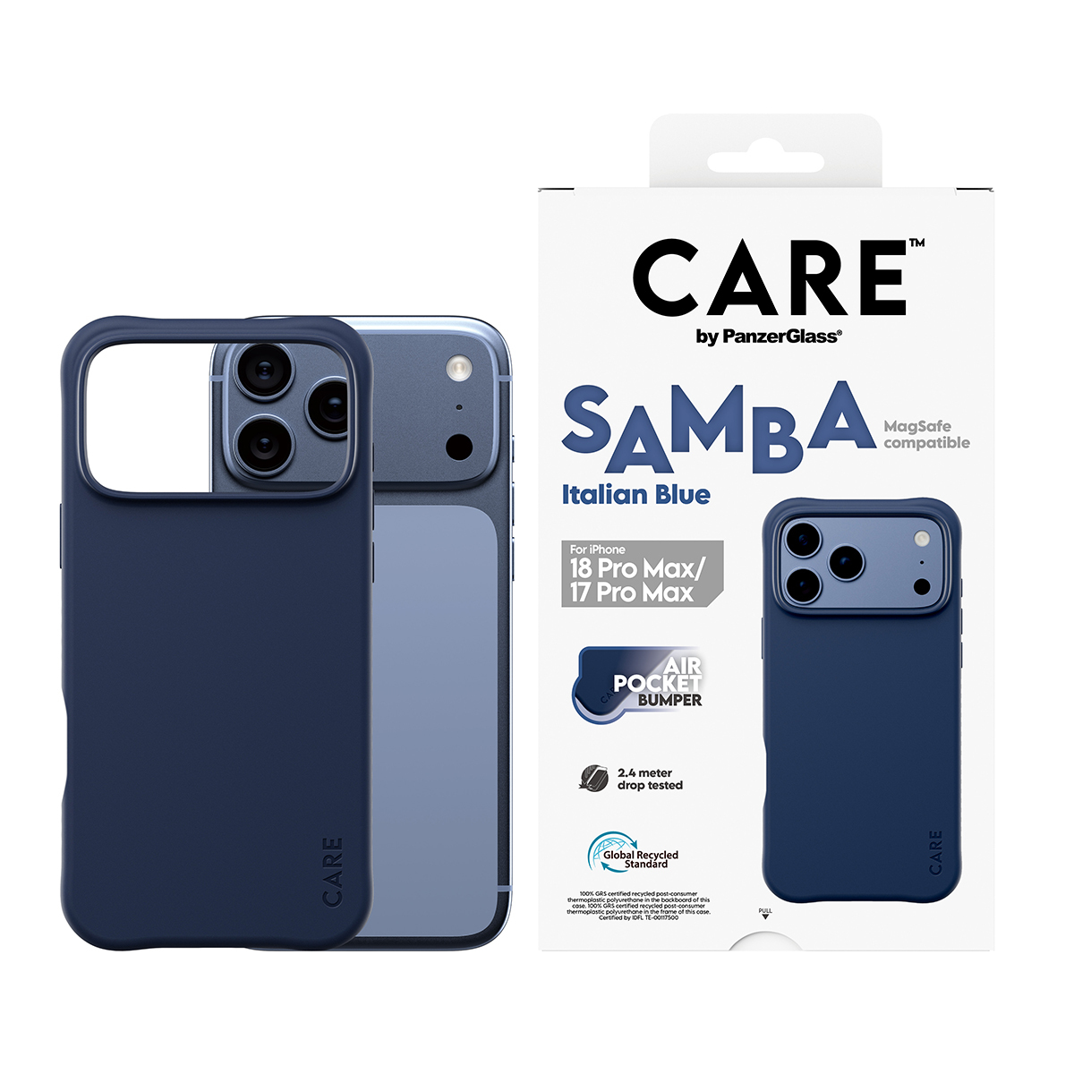PanzerGlass CARE by � Samba Case Italian Blue w. MagSafe iPhone 2026 Pro Max | 17 Pro Max coque de protection pour t�l�phones portables Housse Bleu