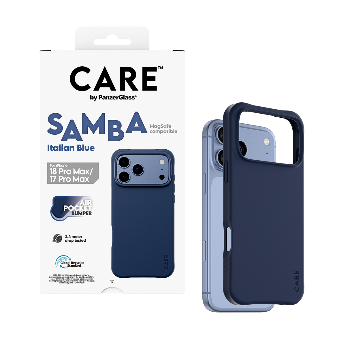 PanzerGlass CARE by � Samba Case Italian Blue w. MagSafe iPhone 2026 Pro Max | 17 Pro Max coque de protection pour t�l�phones portables Housse Bleu