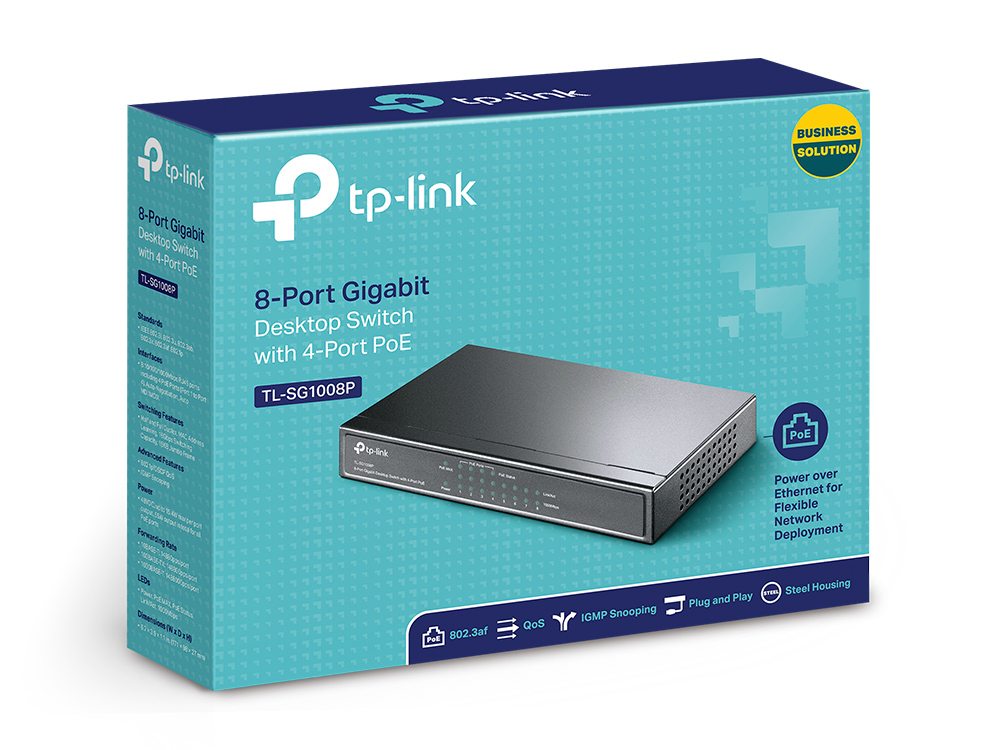 TP-Link TL-SG1008P switch No administrado Gigabit Ethernet (10/100/1000) Energ�a sobre Ethernet (PoE) Avellana