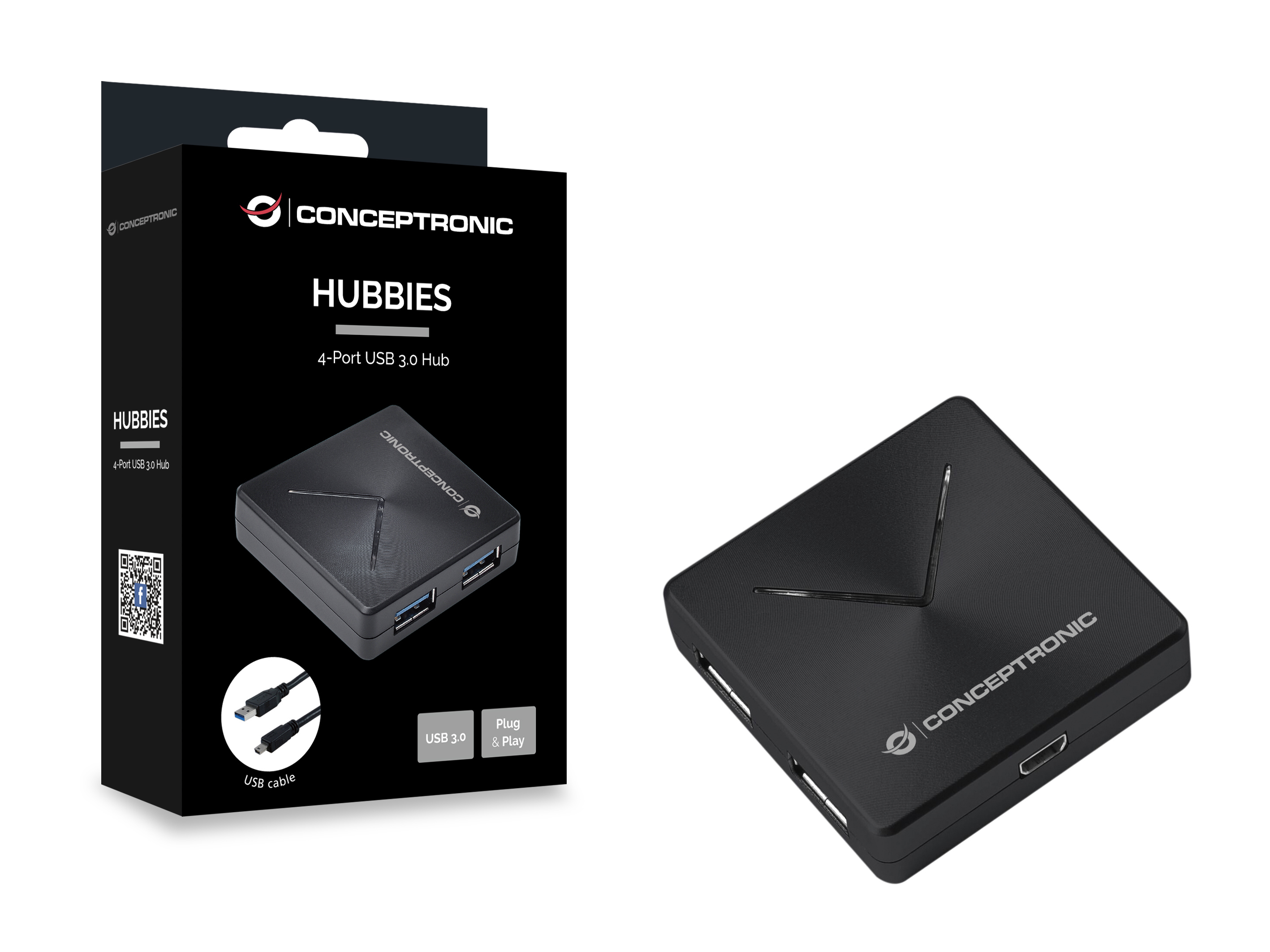 Conceptronic HUBBIES02B - Version 1 - Hub - 4 x SuperSpeed USB 3.0