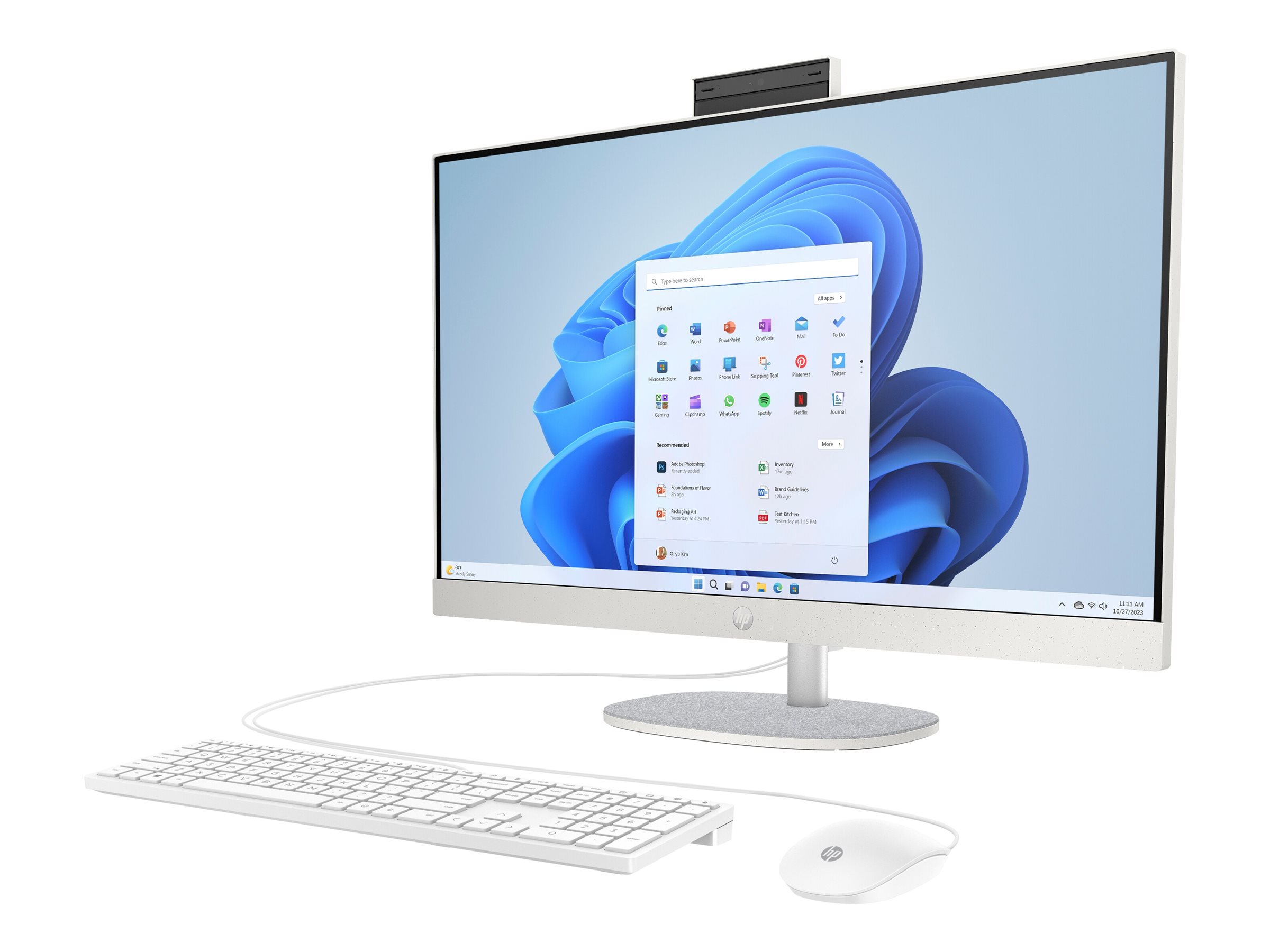 HP 27-cr0007ng - All-in-One (Komplettl�sung) - Ryzen 5 7520U / 2.8 GHz - RAM 16 GB - SSD 512 GB - NVMe - Radeon Graphics - 1GbE, Wi-Fi 6, Bluetooth - WLAN: 802.11a/b/g/n/ac/ax, Bluetooth 5.4 - Win 11 Home - Monitor: LED 68.6 cm (27)