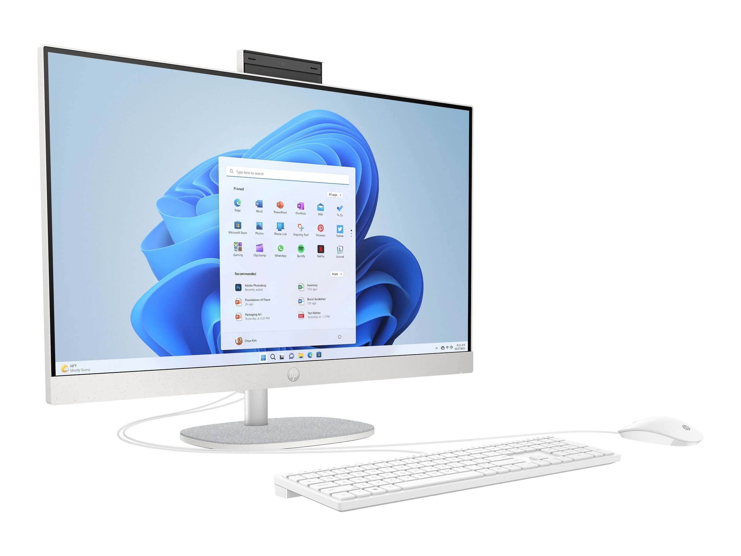HP 27-cr0007ng - All-in-One (Komplettl�sung) - Ryzen 5 7520U / 2.8 GHz - RAM 16 GB - SSD 512 GB - NVMe - Radeon Graphics - 1GbE, Wi-Fi 6, Bluetooth - WLAN: 802.11a/b/g/n/ac/ax, Bluetooth 5.4 - Win 11 Home - Monitor: LED 68.6 cm (27)