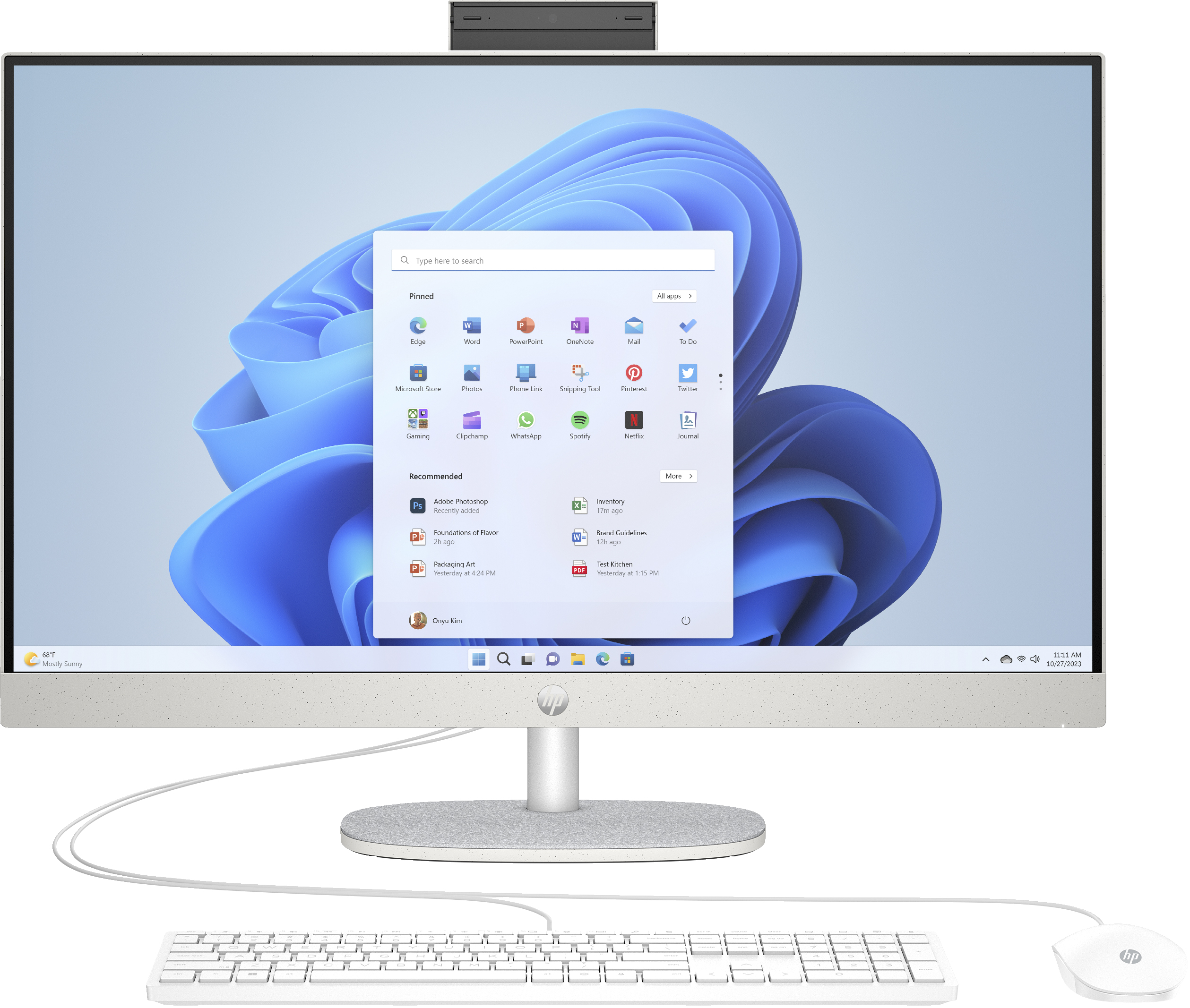HP 27-cr0007ng - All-in-One (Komplettl�sung) - Ryzen 5 7520U / 2.8 GHz - RAM 16 GB - SSD 512 GB - NVMe - Radeon Graphics - 1GbE, Wi-Fi 6, Bluetooth - WLAN: 802.11a/b/g/n/ac/ax, Bluetooth 5.4 - Win 11 Home - Monitor: LED 68.6 cm (27)
