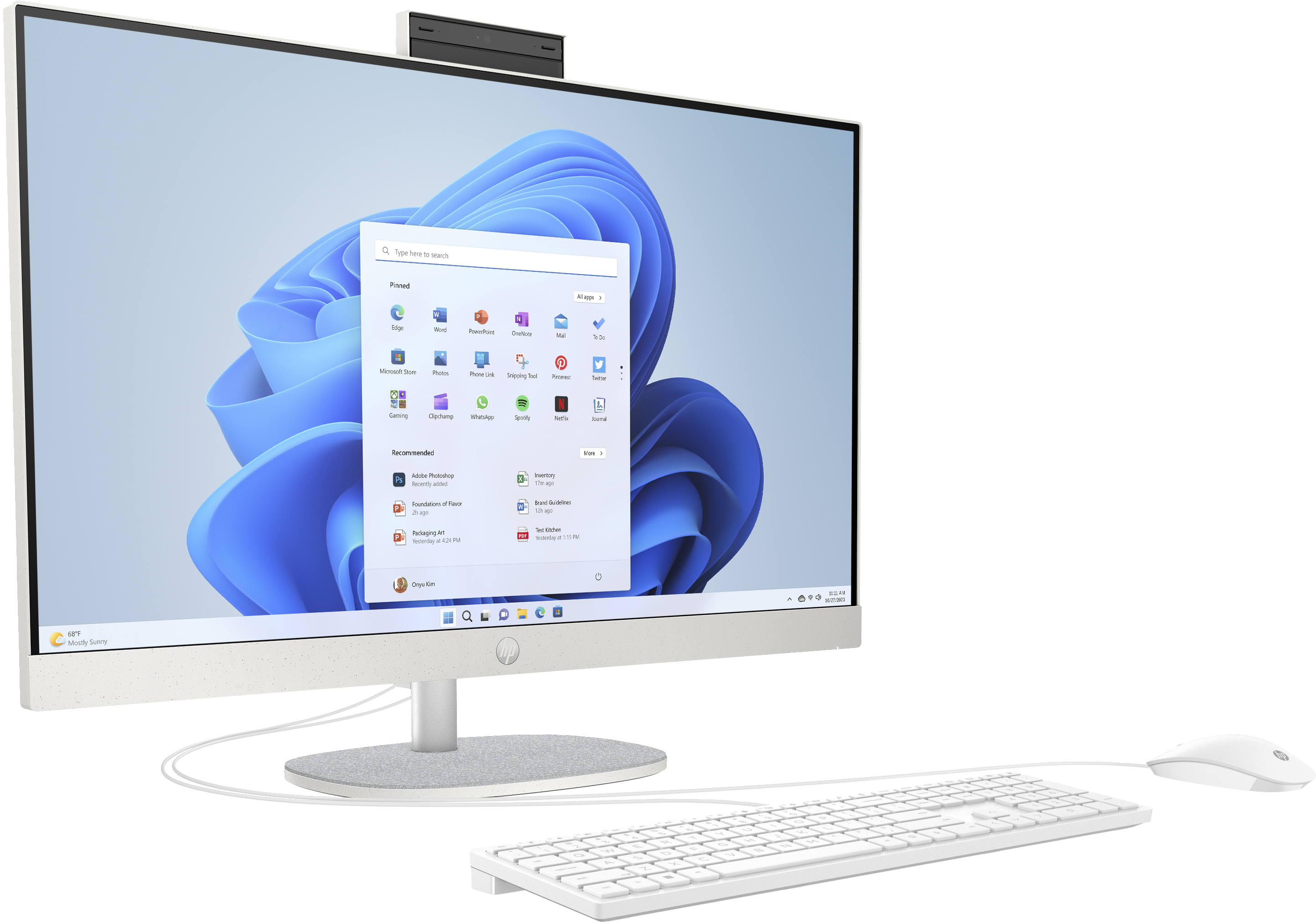 HP 27-cr0007ng - All-in-One (Komplettl�sung) - Ryzen 5 7520U / 2.8 GHz - RAM 16 GB - SSD 512 GB - NVMe - Radeon Graphics - 1GbE, Wi-Fi 6, Bluetooth - WLAN: 802.11a/b/g/n/ac/ax, Bluetooth 5.4 - Win 11 Home - Monitor: LED 68.6 cm (27)