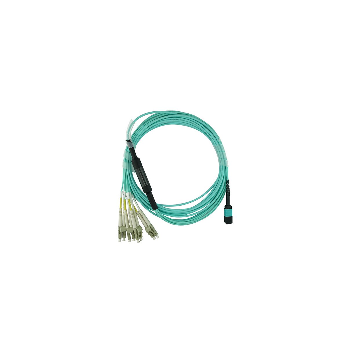 BlueOptics MC6709309-010-BO fibre optic cable 10 m MPO 4x LC OM3 Aqua colour