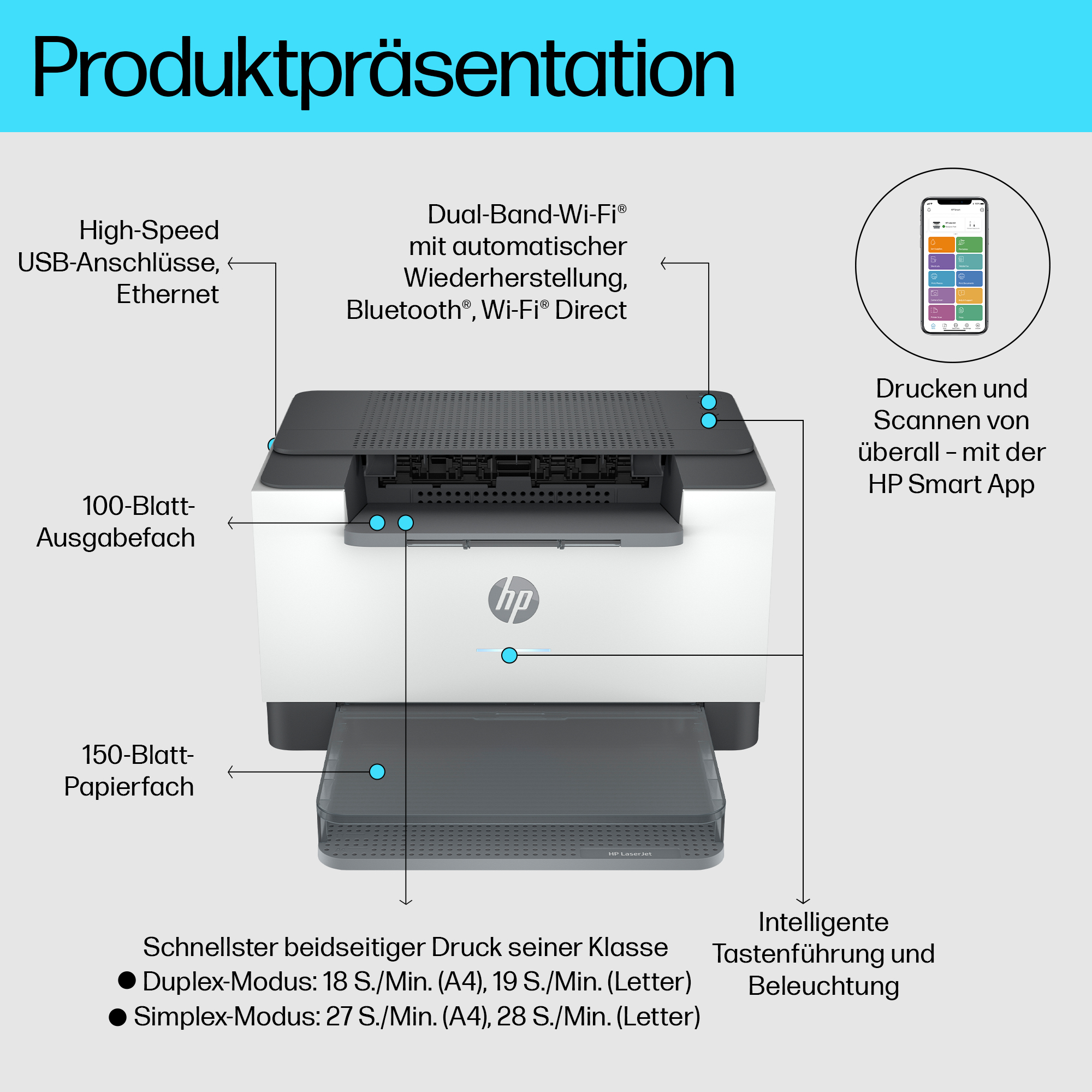 HP LaserJet M207dw Inal�mbrico Blanco y negro Impresora, A doble cara